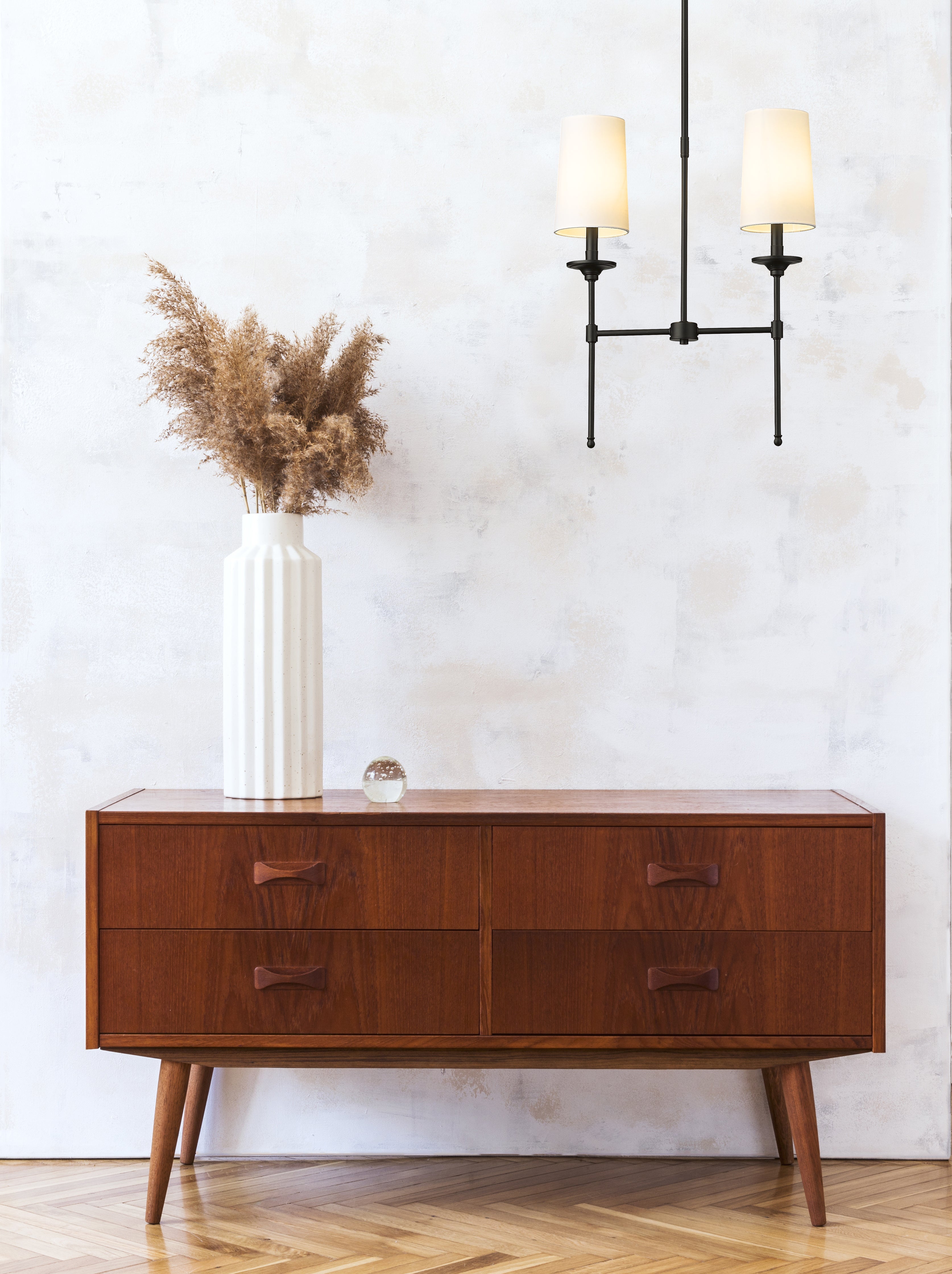 Emily 2 Light Linear Chandelier Matte Black