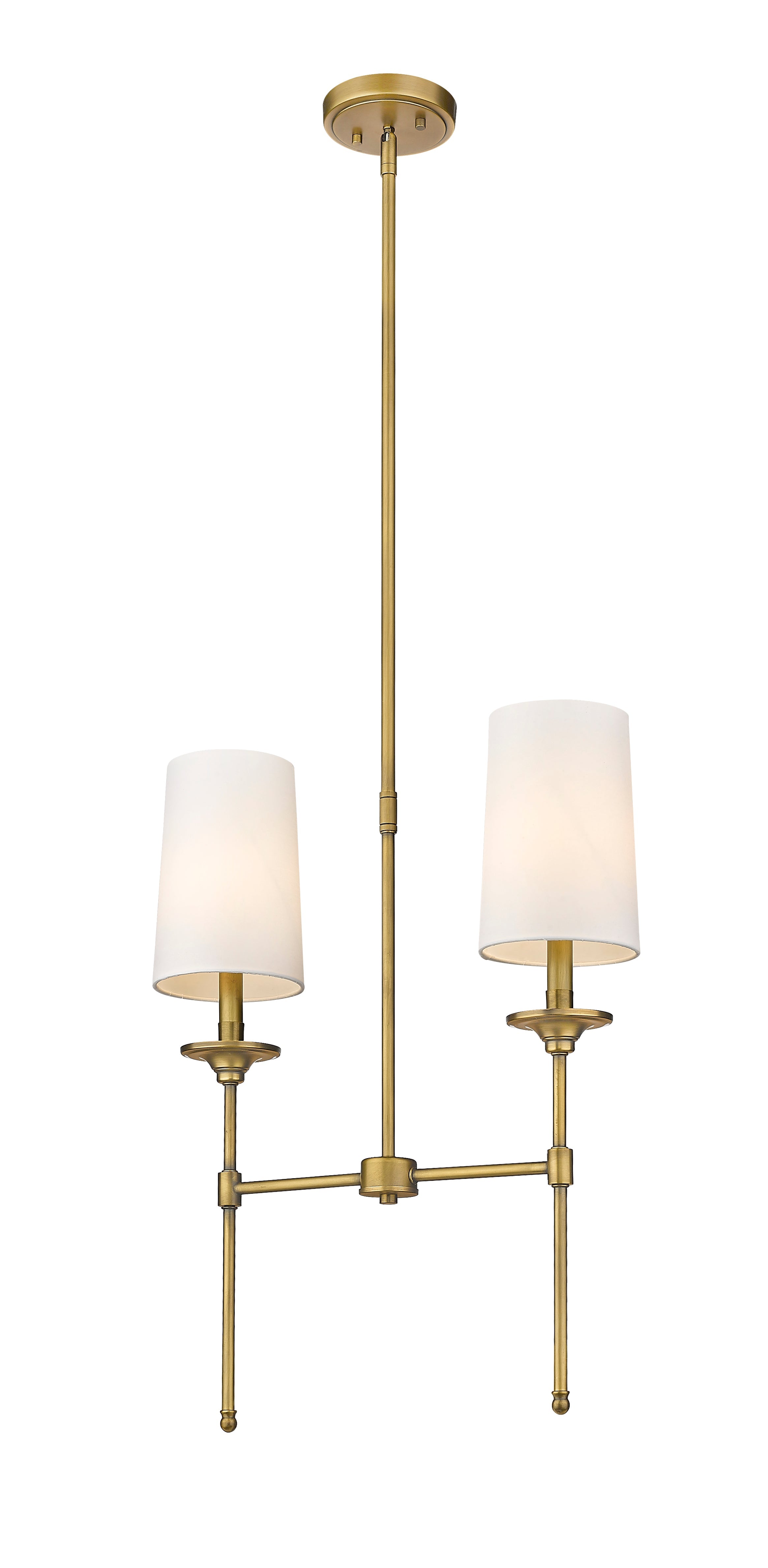 Emily 2 Light Linear Chandelier Rubbed Brass