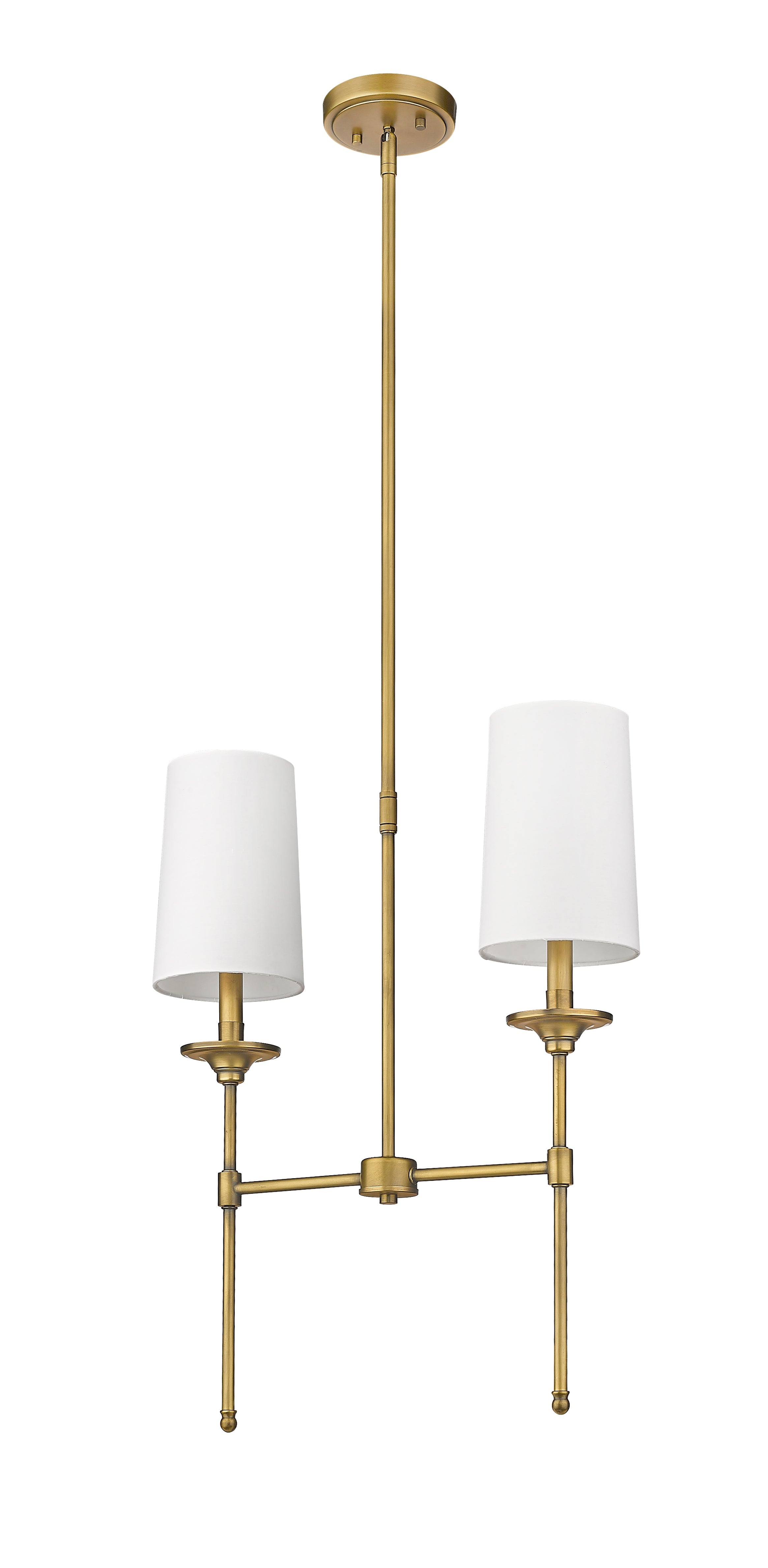 Emily 2 Light Linear Chandelier Rubbed Brass