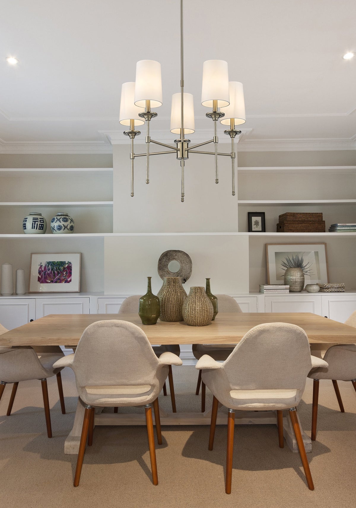 Emily 5 Light Chandelier Brushed Nickel