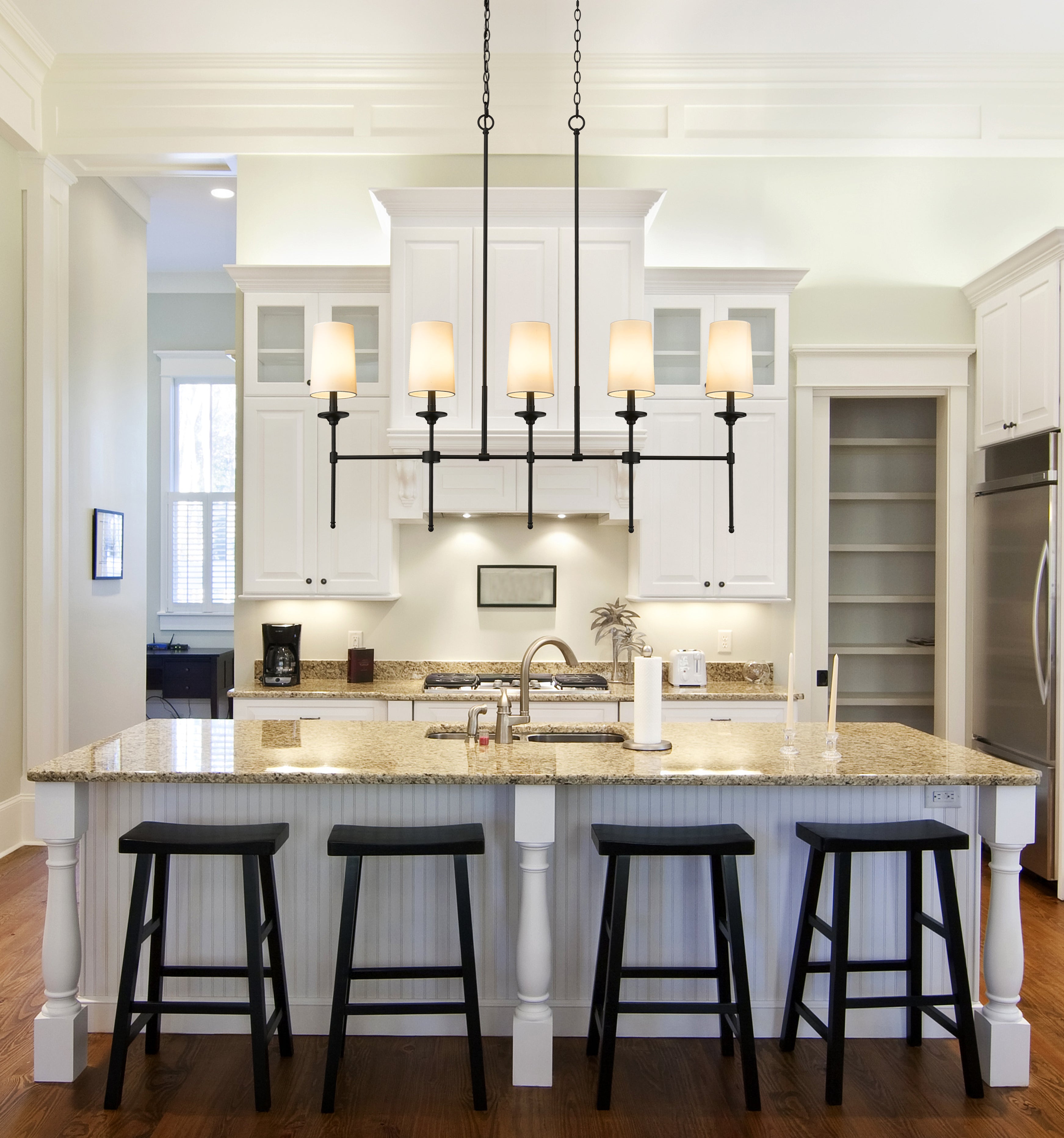Emily 5 Light Linear Chandelier Matte Black