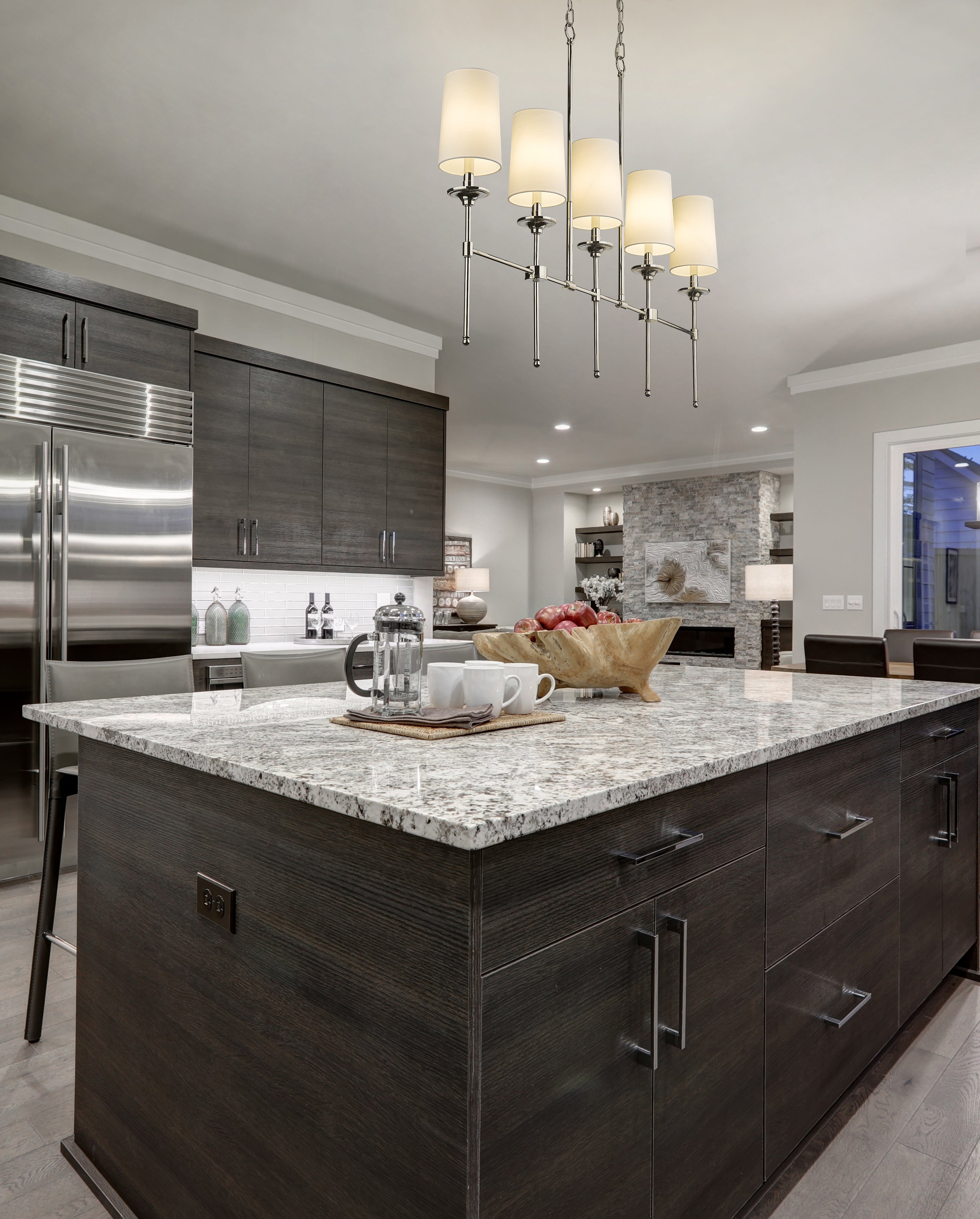 Emily 5 Light Linear Chandelier Polished Nickel