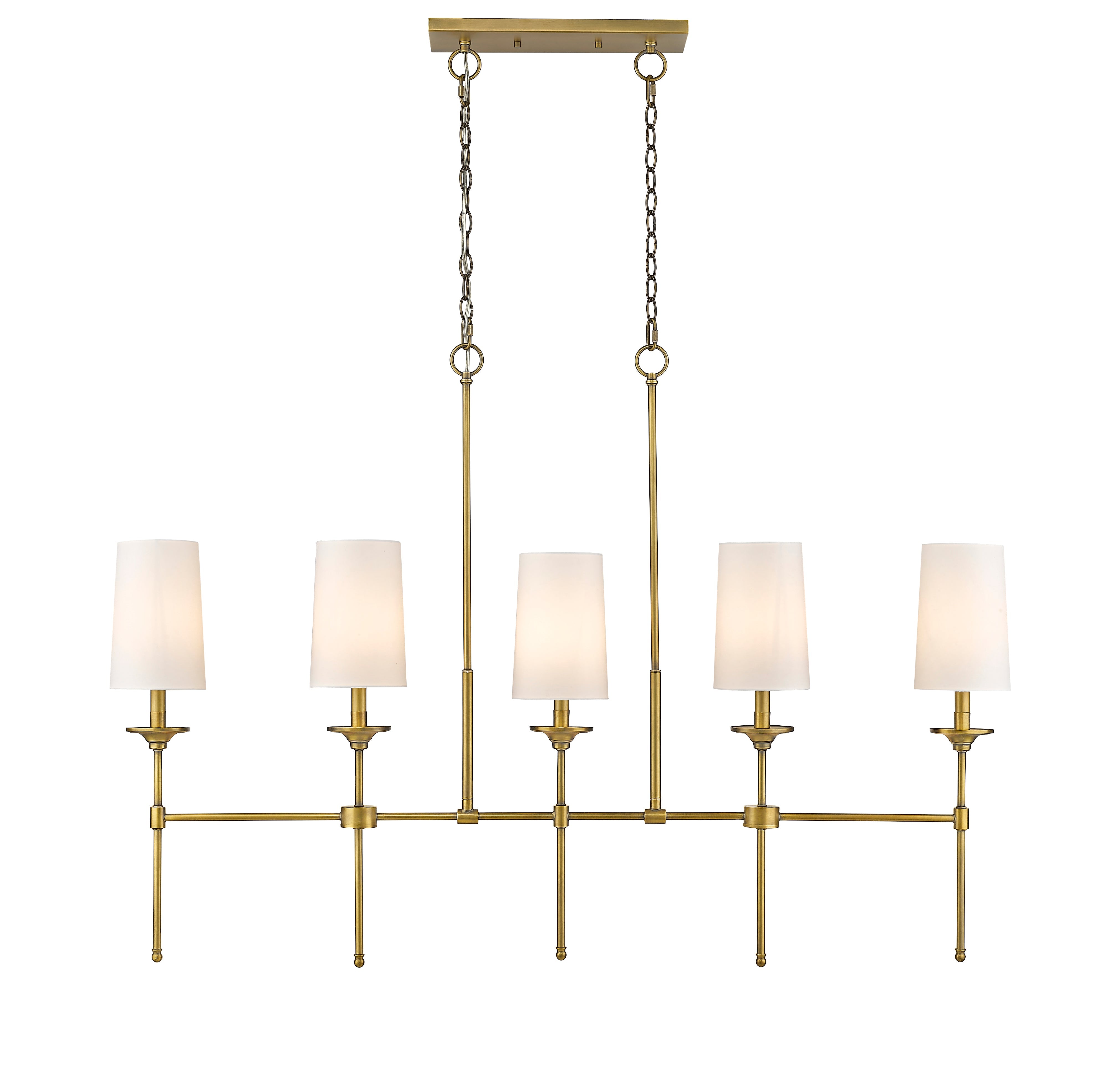 Emily 5 Light Linear Chandelier Rubbed Brass