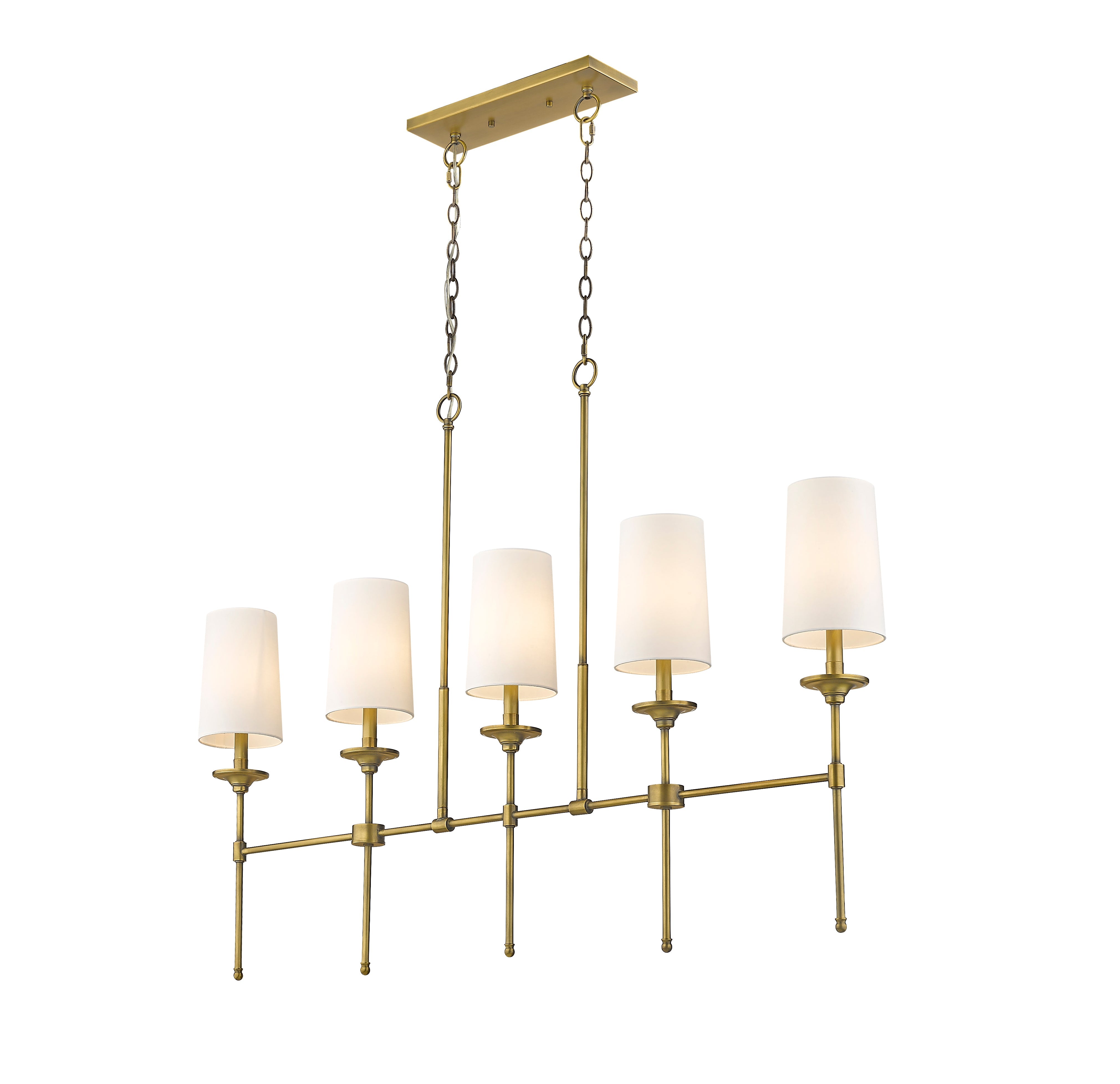 Emily 5 Light Linear Chandelier Rubbed Brass