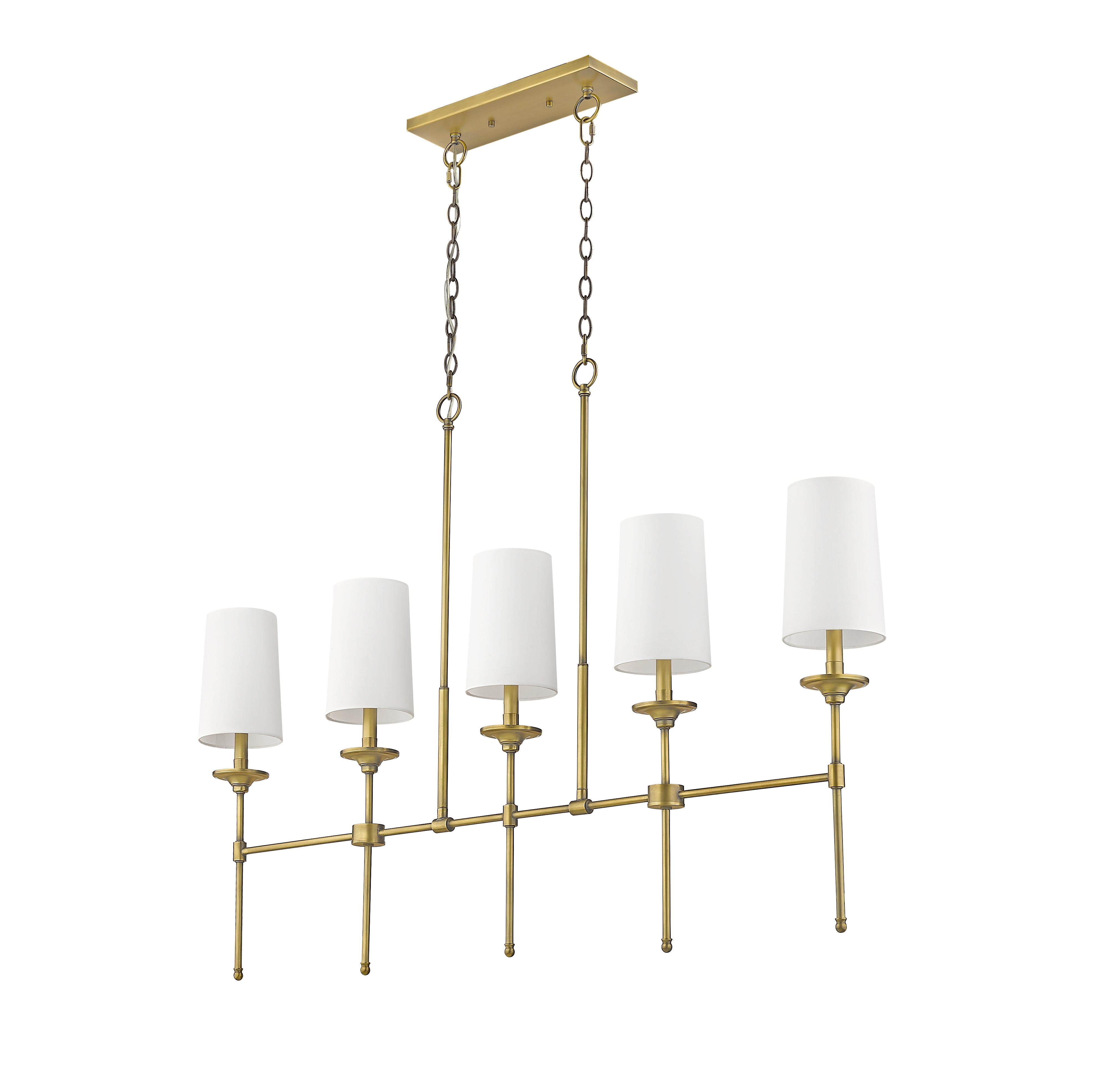 Emily 5 Light Linear Chandelier Rubbed Brass