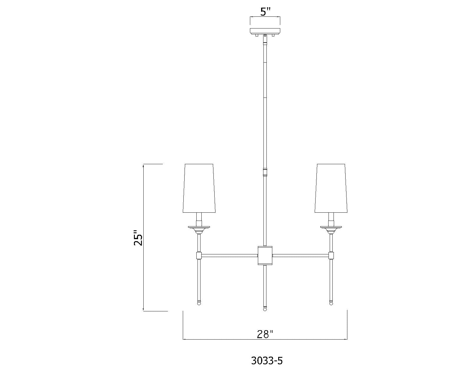 Emily 5 Light Chandelier Rubbed Brass