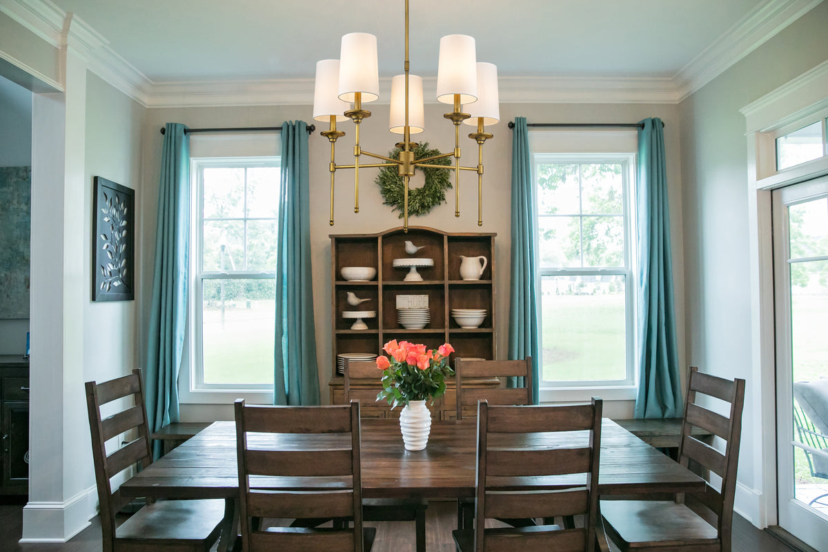 Emily 5 Light Chandelier Rubbed Brass