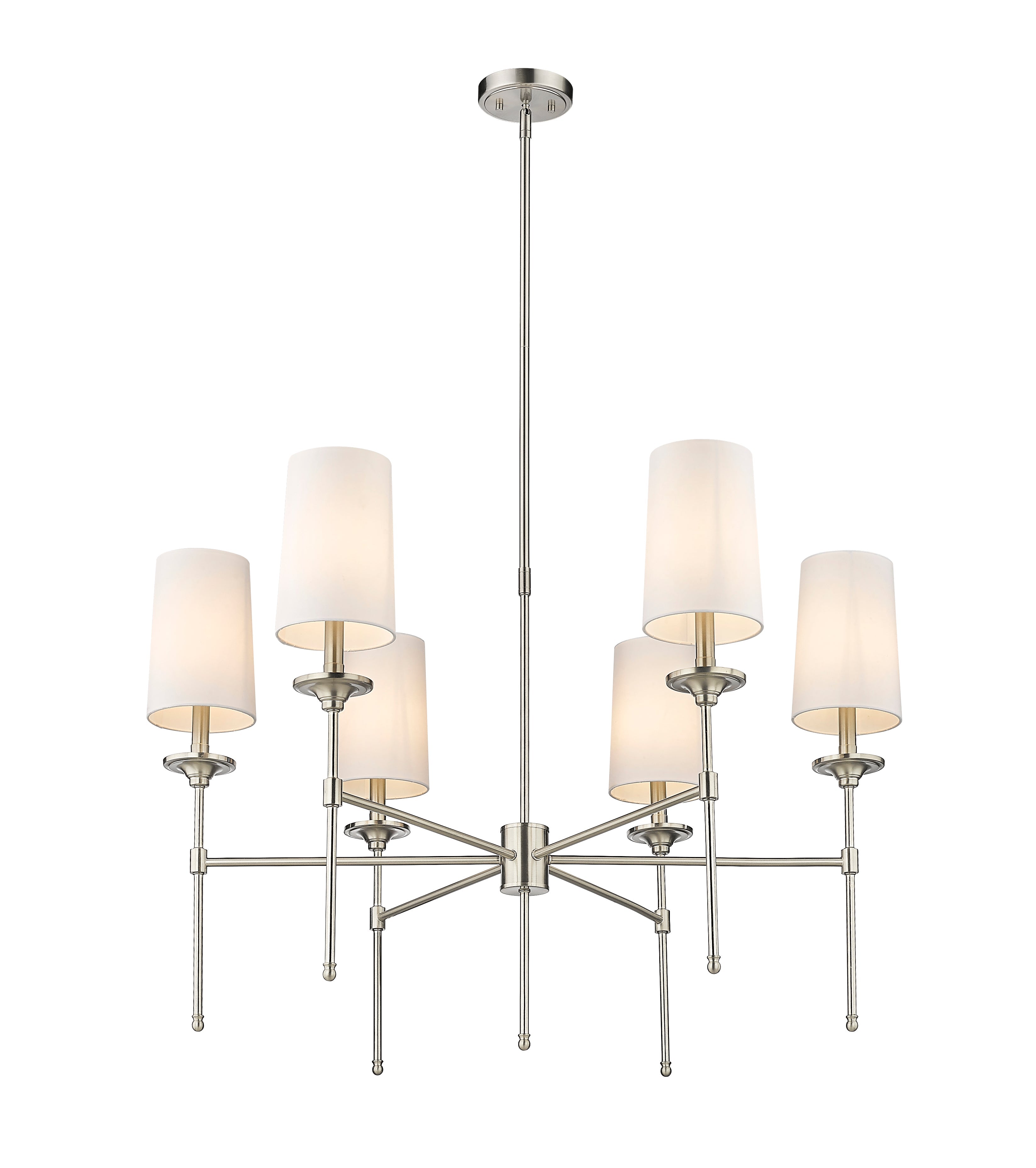 Emily 6 Light Chandelier Brushed Nickel