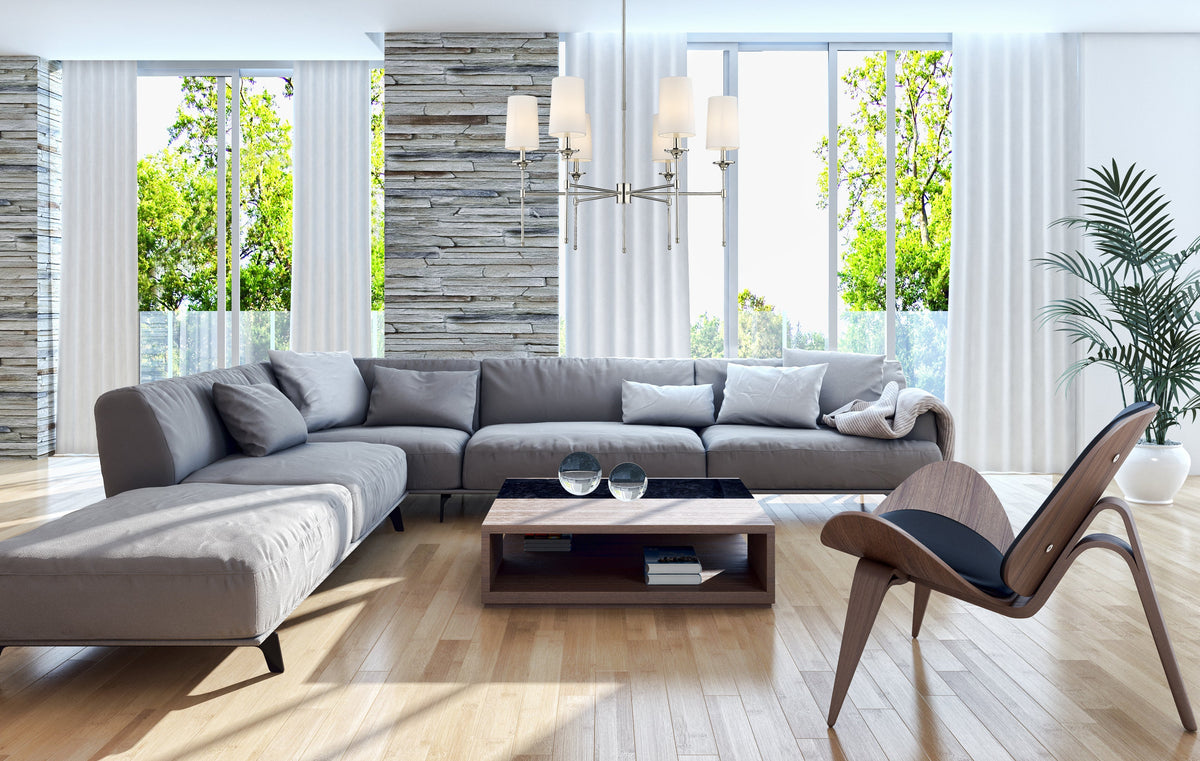 Emily 6 Light Chandelier Brushed Nickel