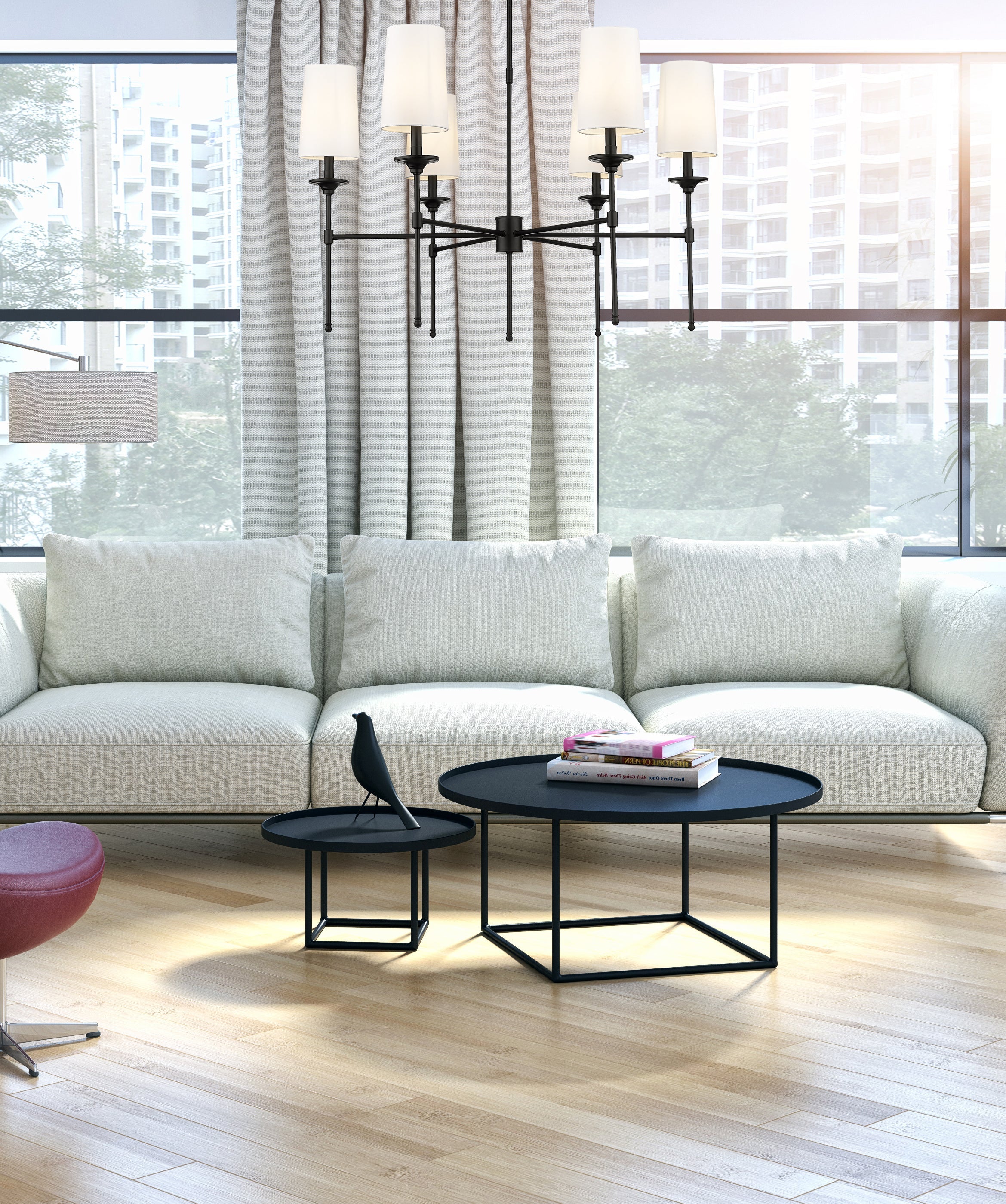 Emily 6 Light Chandelier Matte Black