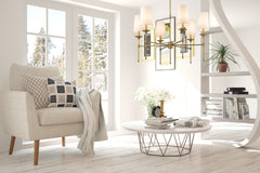 Emily 6 Light Chandelier Rubbed Brass