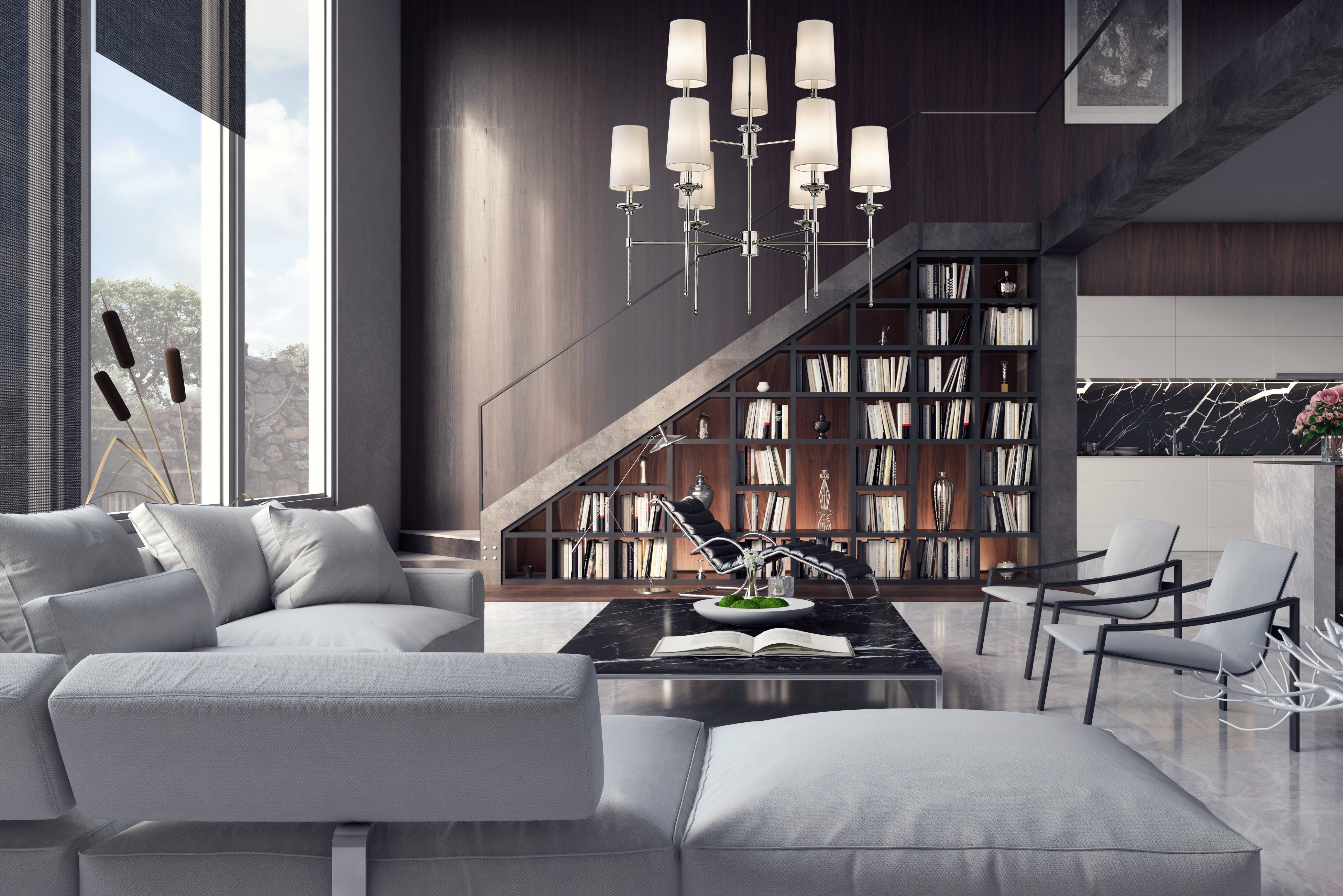 Emily 9 Light Chandelier Polished Nickel