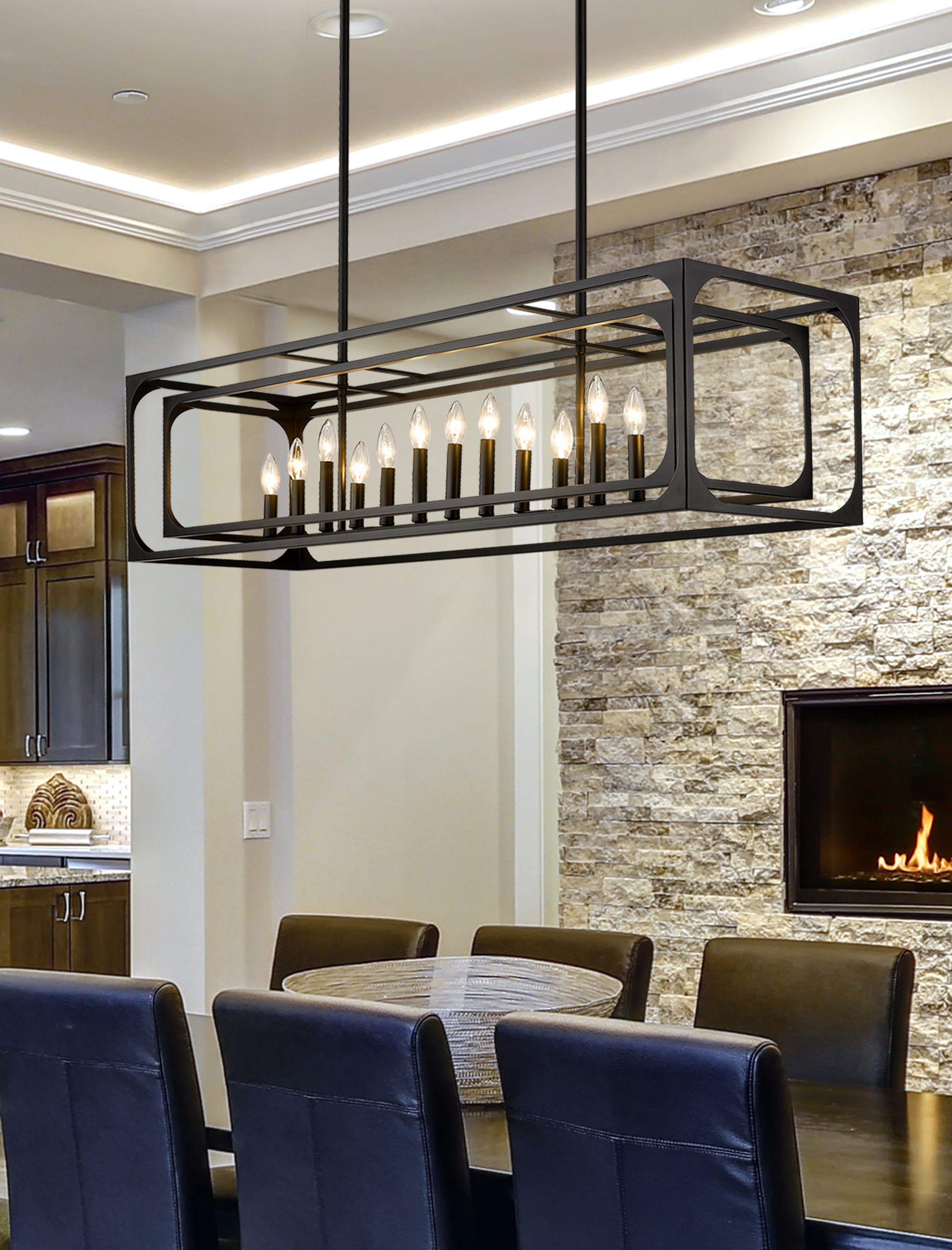 Easton 13 Light Linear Chandelier Matte Black