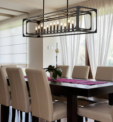 Easton 13 Light Linear Chandelier Matte Black