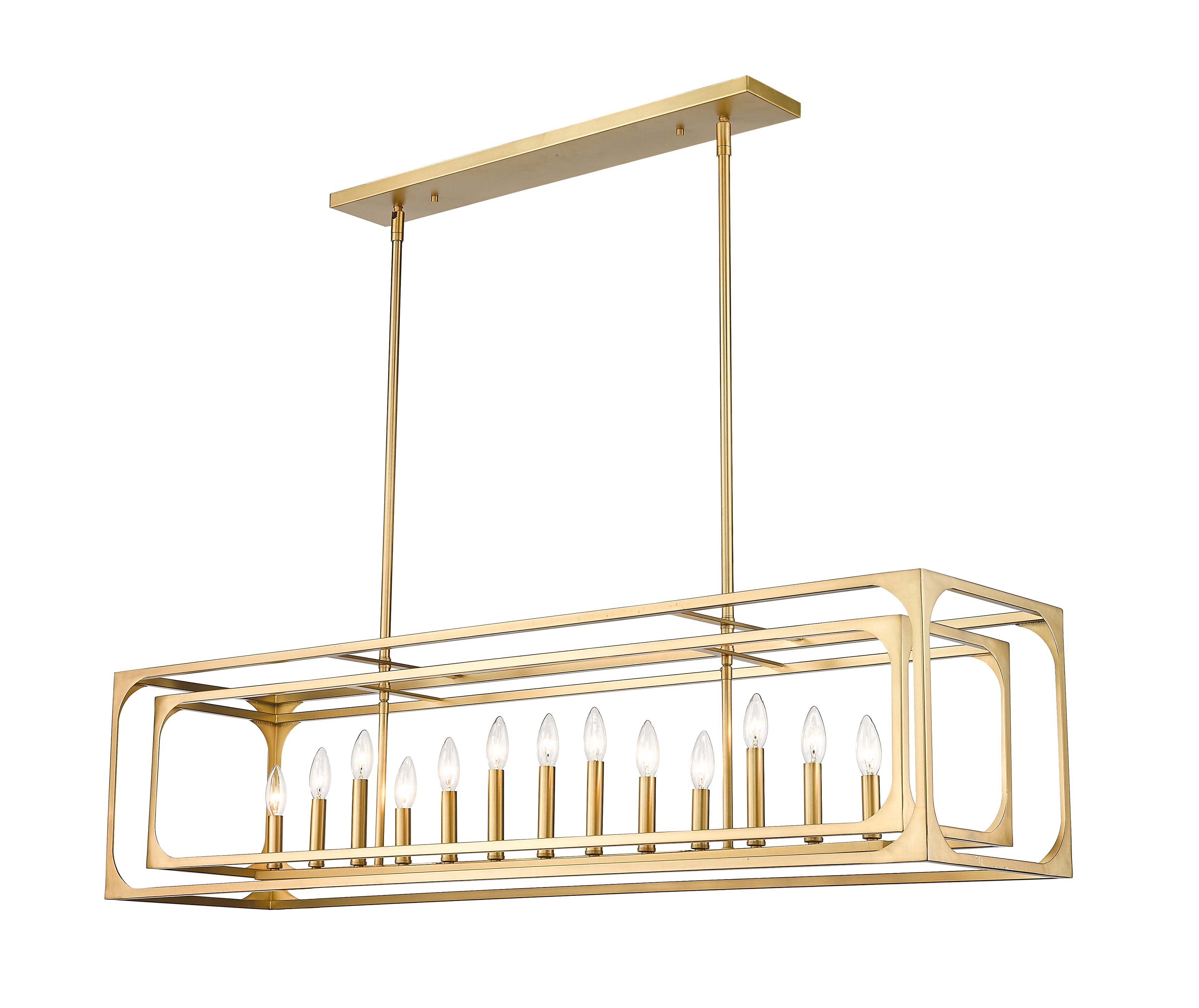 Easton 13 Light Linear Chandelier Rubbed Brass