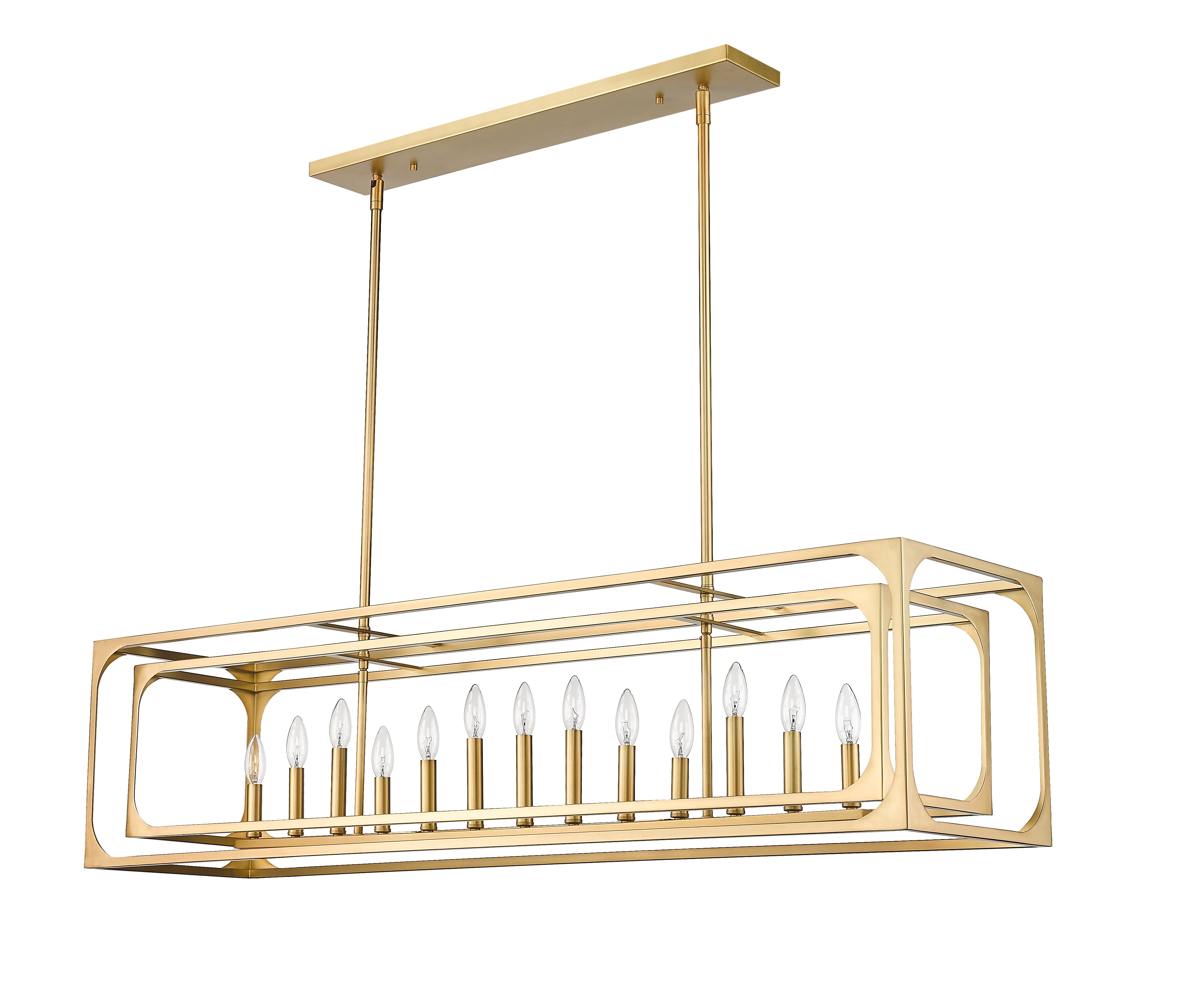 Easton 13 Light Linear Chandelier Rubbed Brass