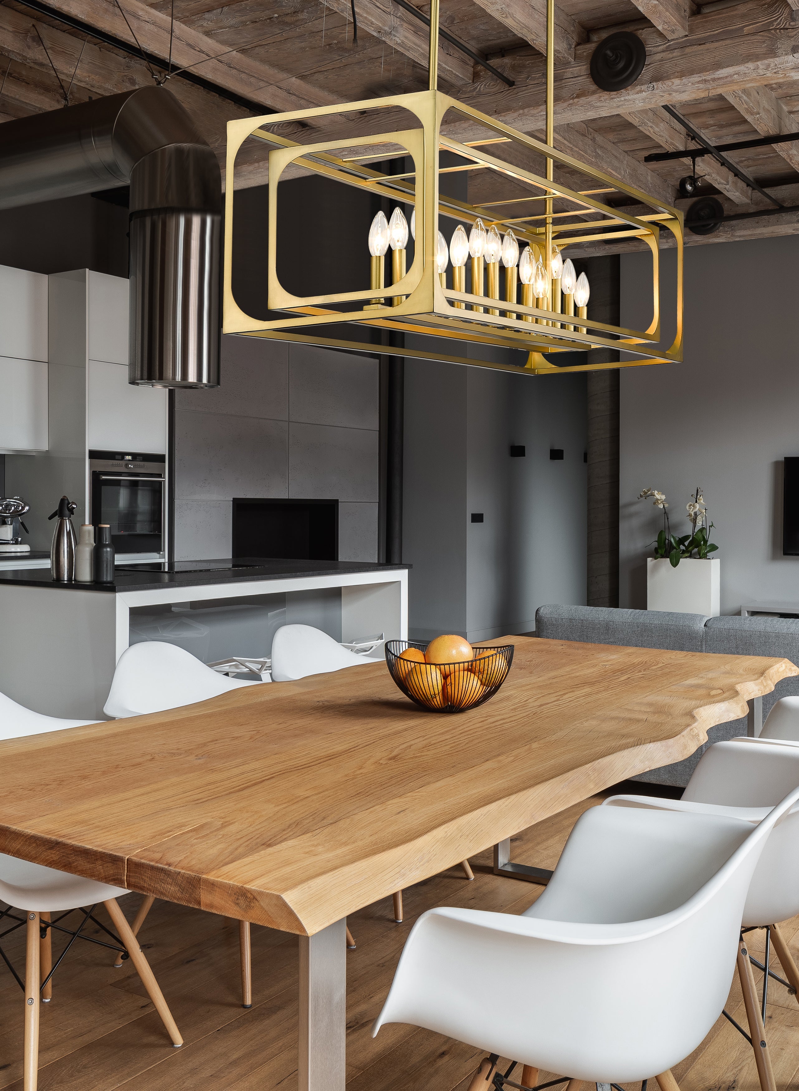 Easton 13 Light Linear Chandelier Rubbed Brass