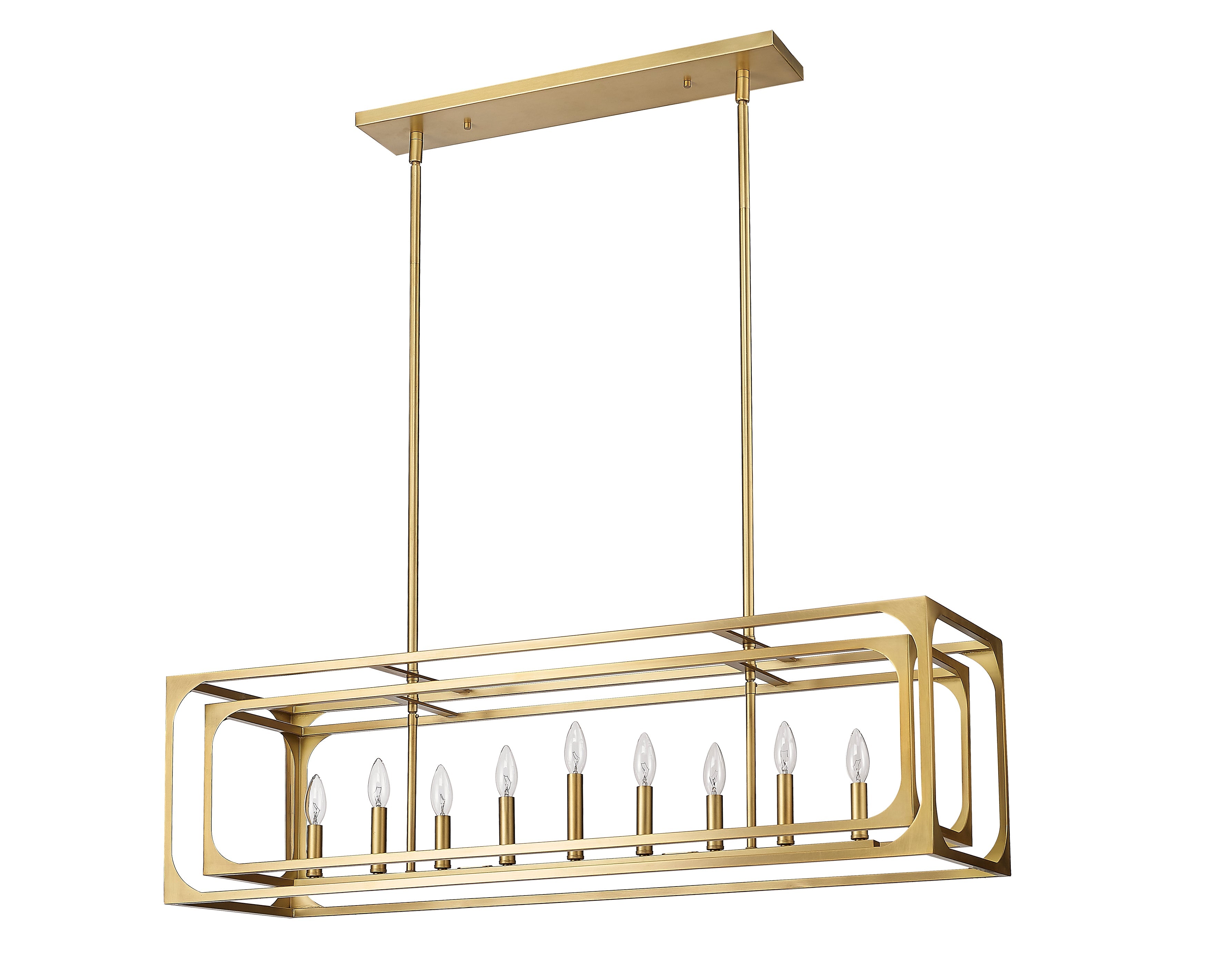 Easton 9 Light Linear Chandelier Rubbed Brass