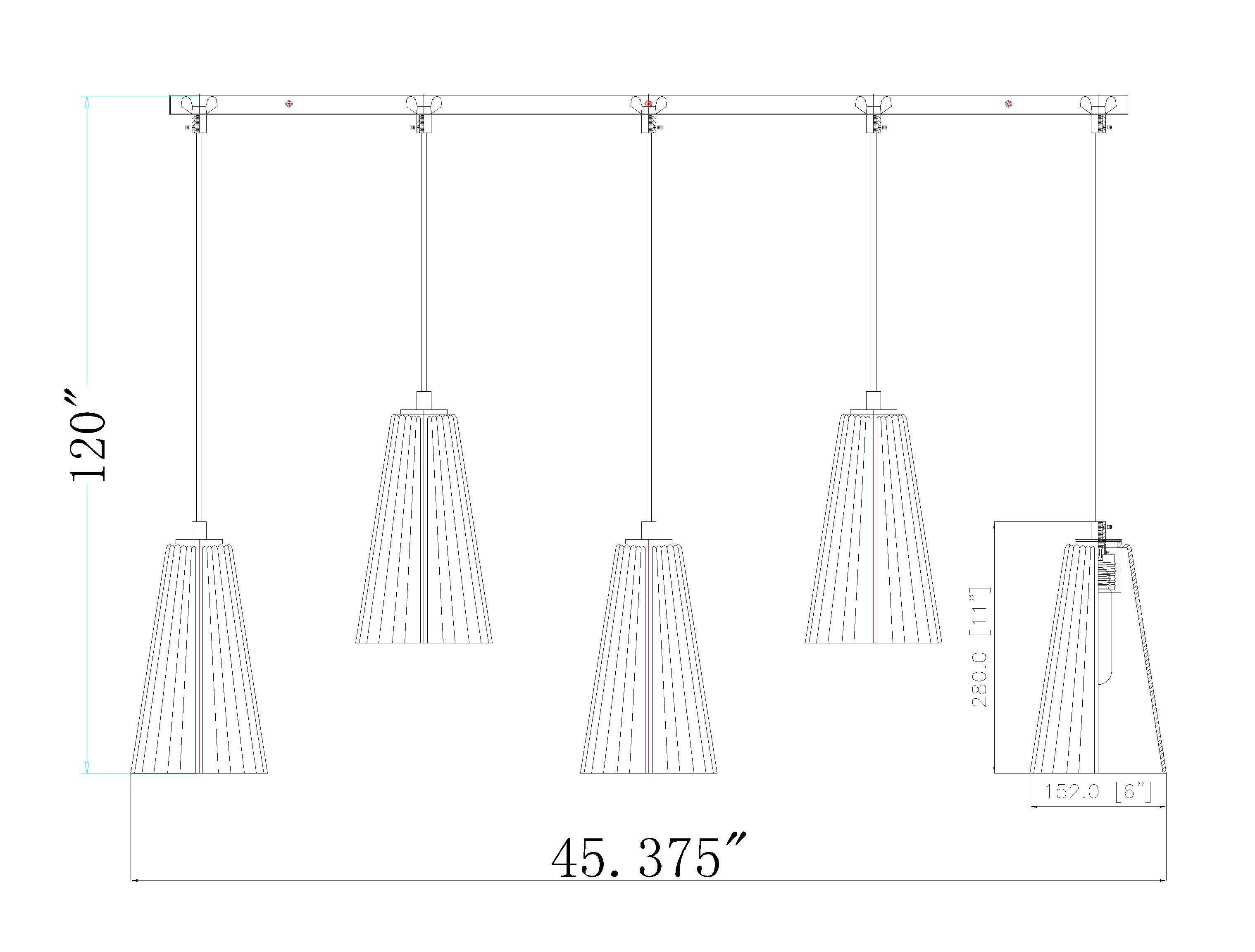 Farrell 5 Light Linear Chandelier Matte Black