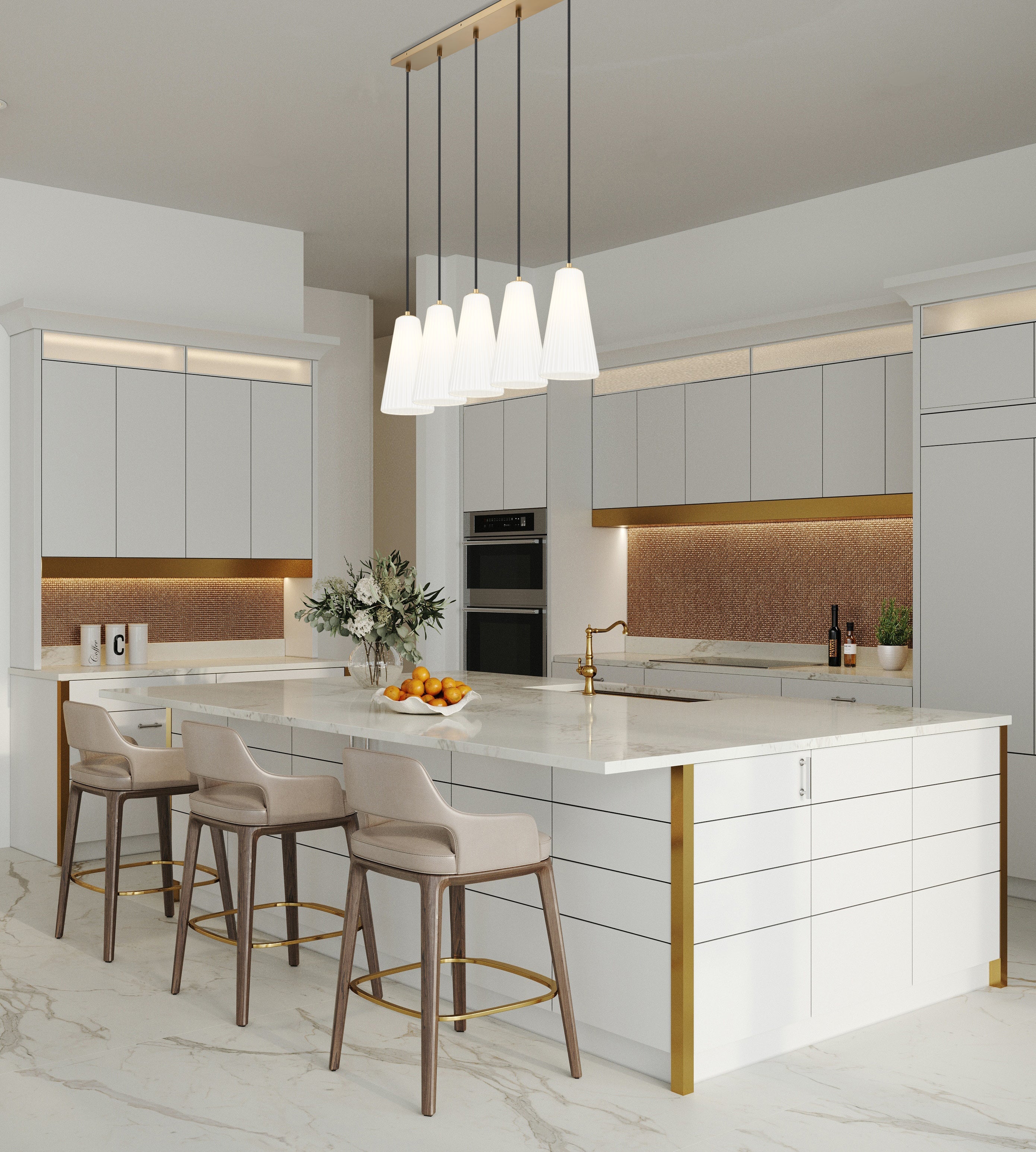 Farrell 5 Light Linear Chandelier Modern Gold