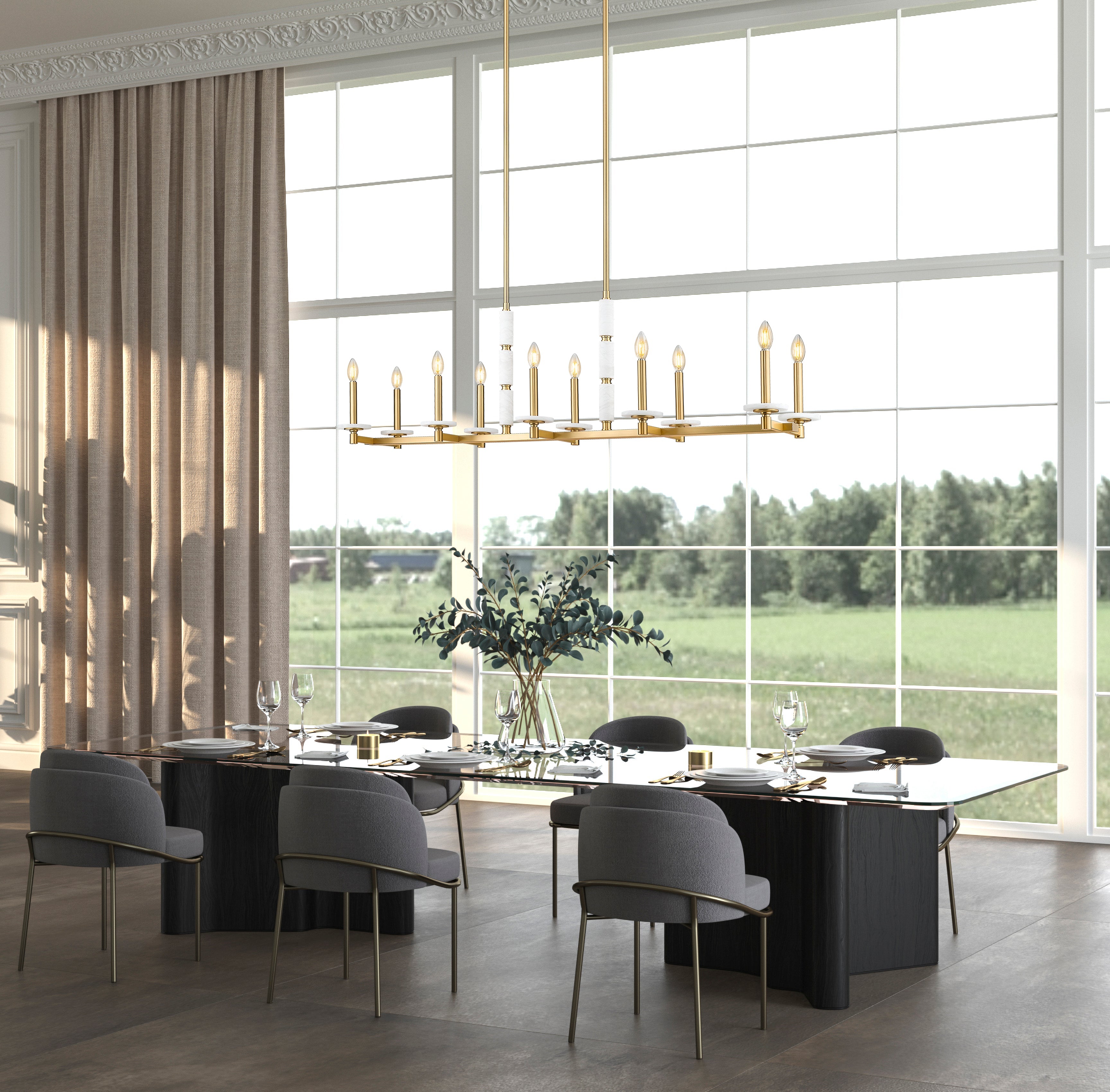 Kaden 10 Light Linear Chandelier Modern Gold