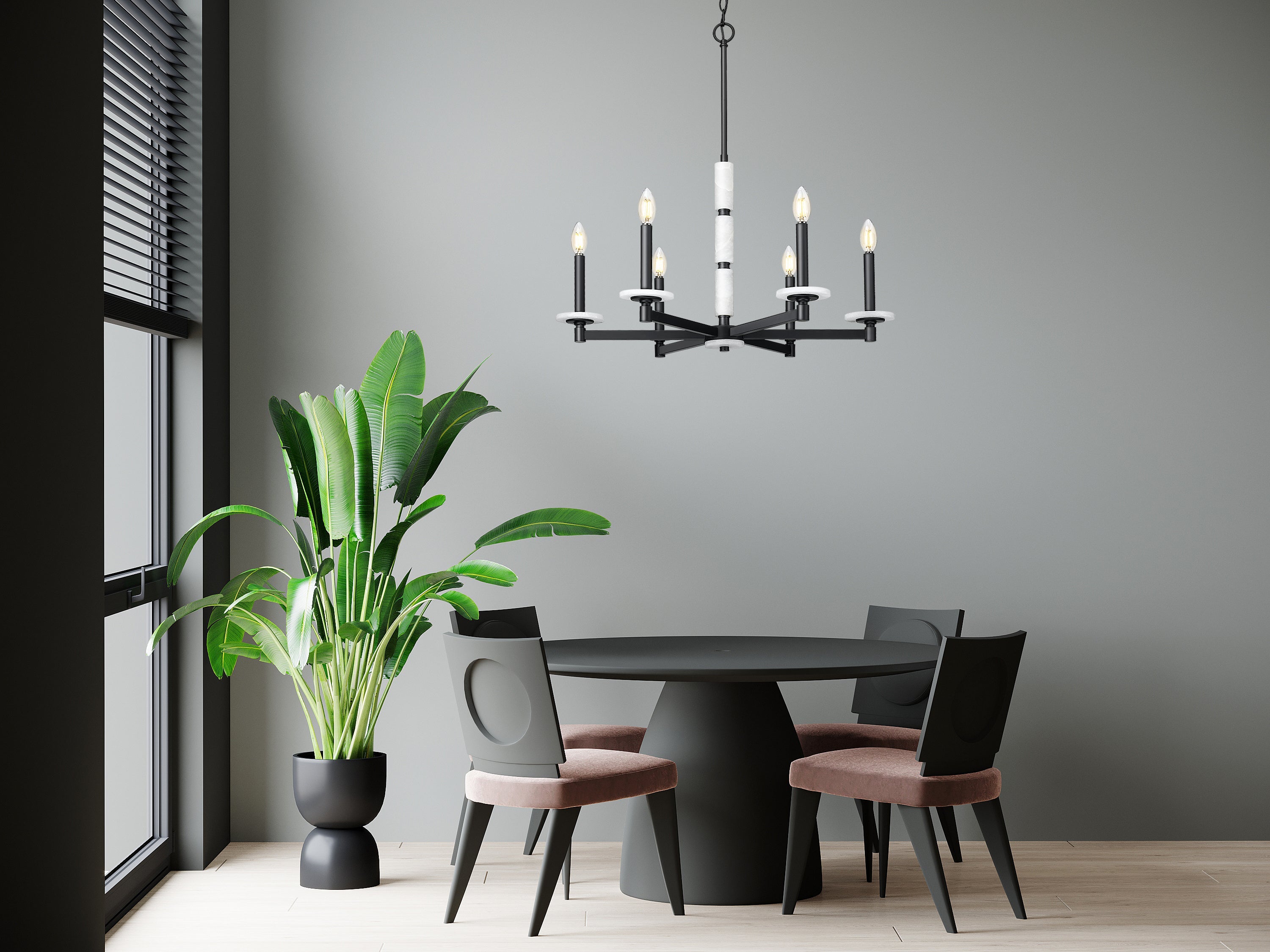 Kaden 6 Light Chandelier Matte Black