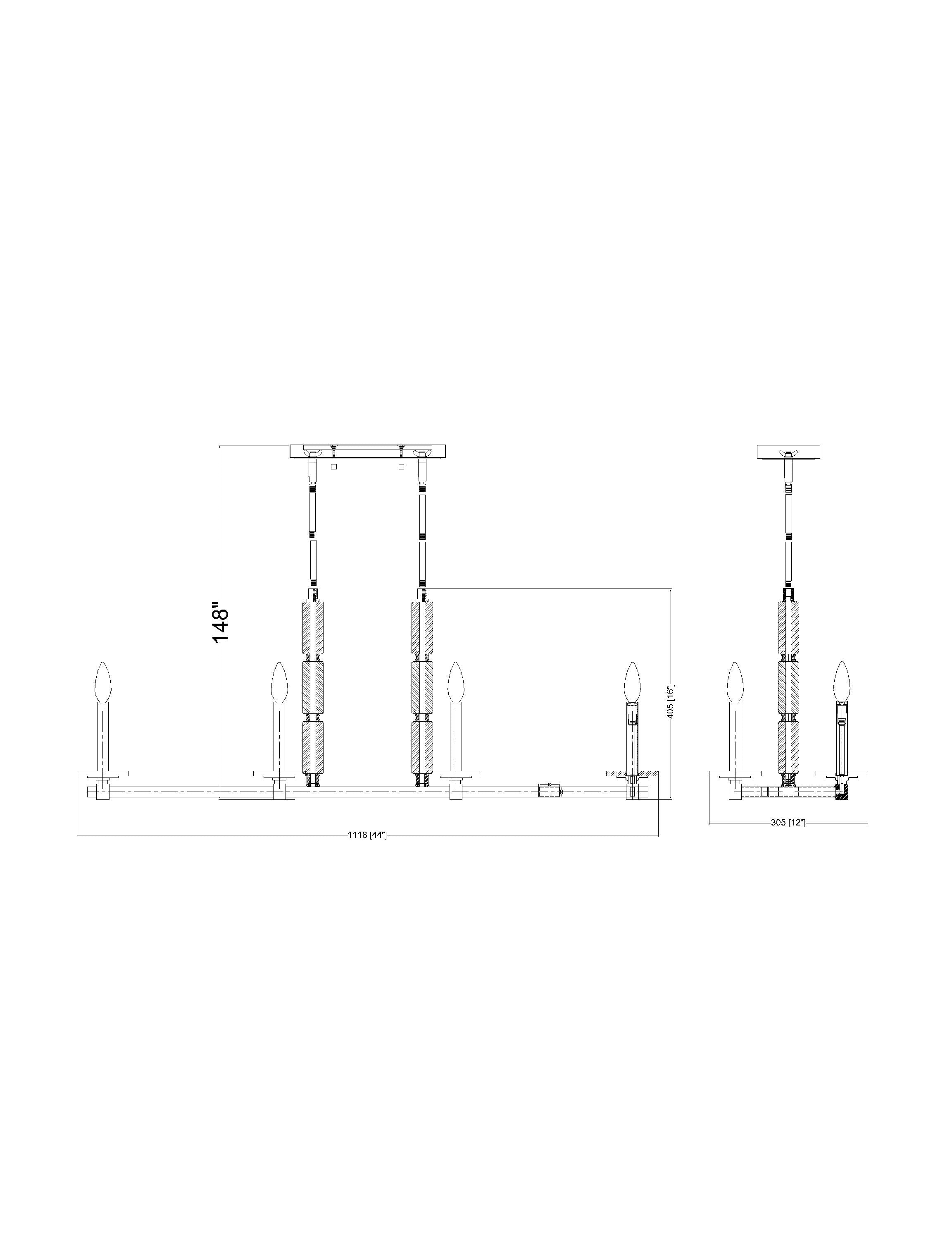 Kaden 8 Light Linear Chandelier Matte Black