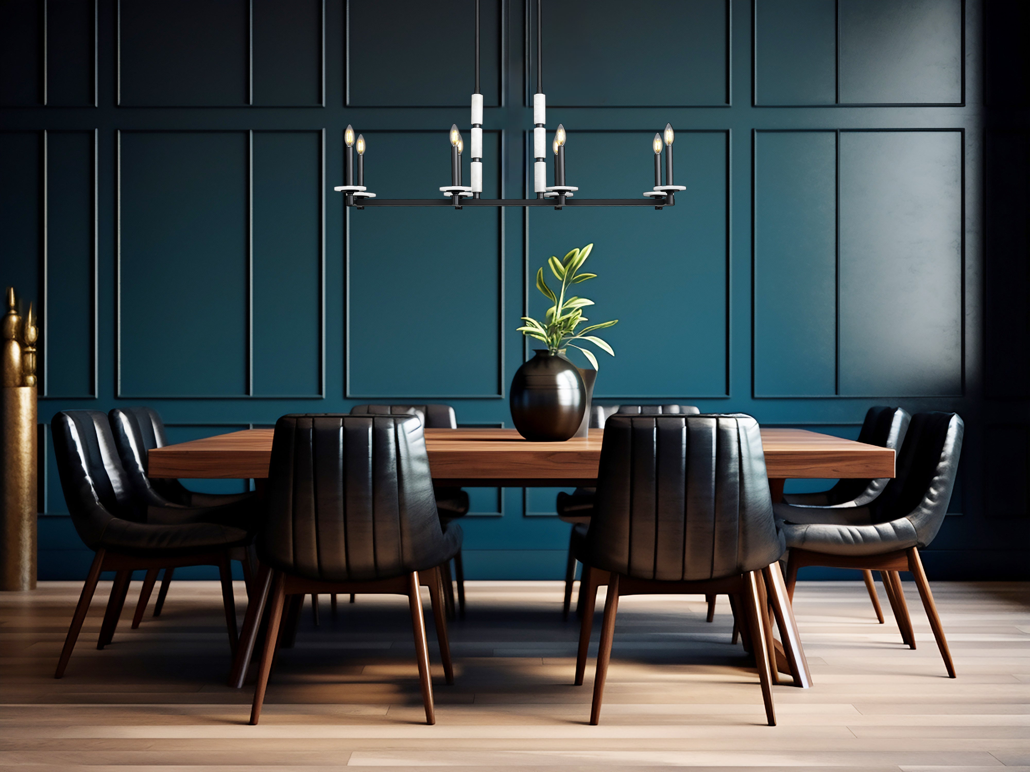 Kaden 8 Light Linear Chandelier Matte Black
