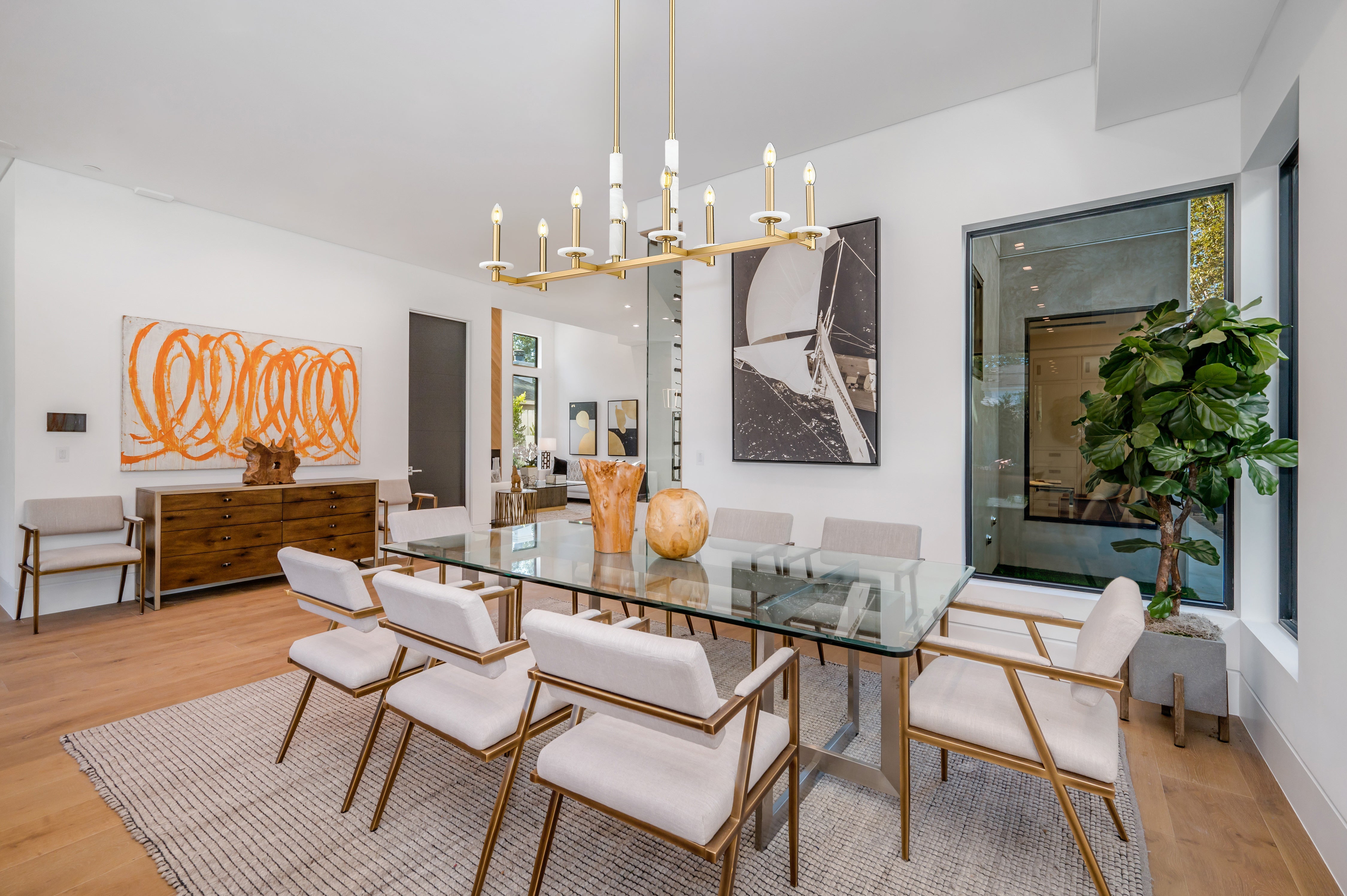 Kaden 8 Light Linear Chandelier Modern Gold
