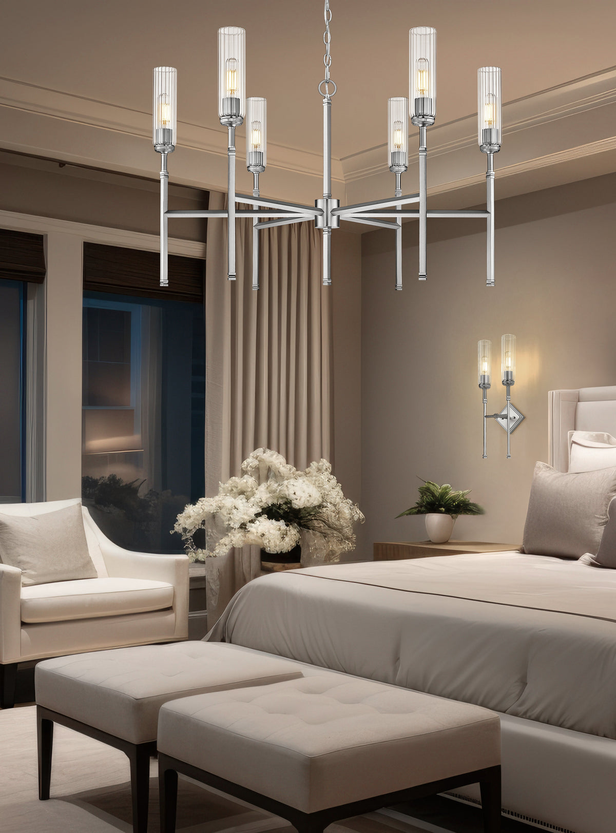 Esme 6 Light Chandelier Brushed Nickel