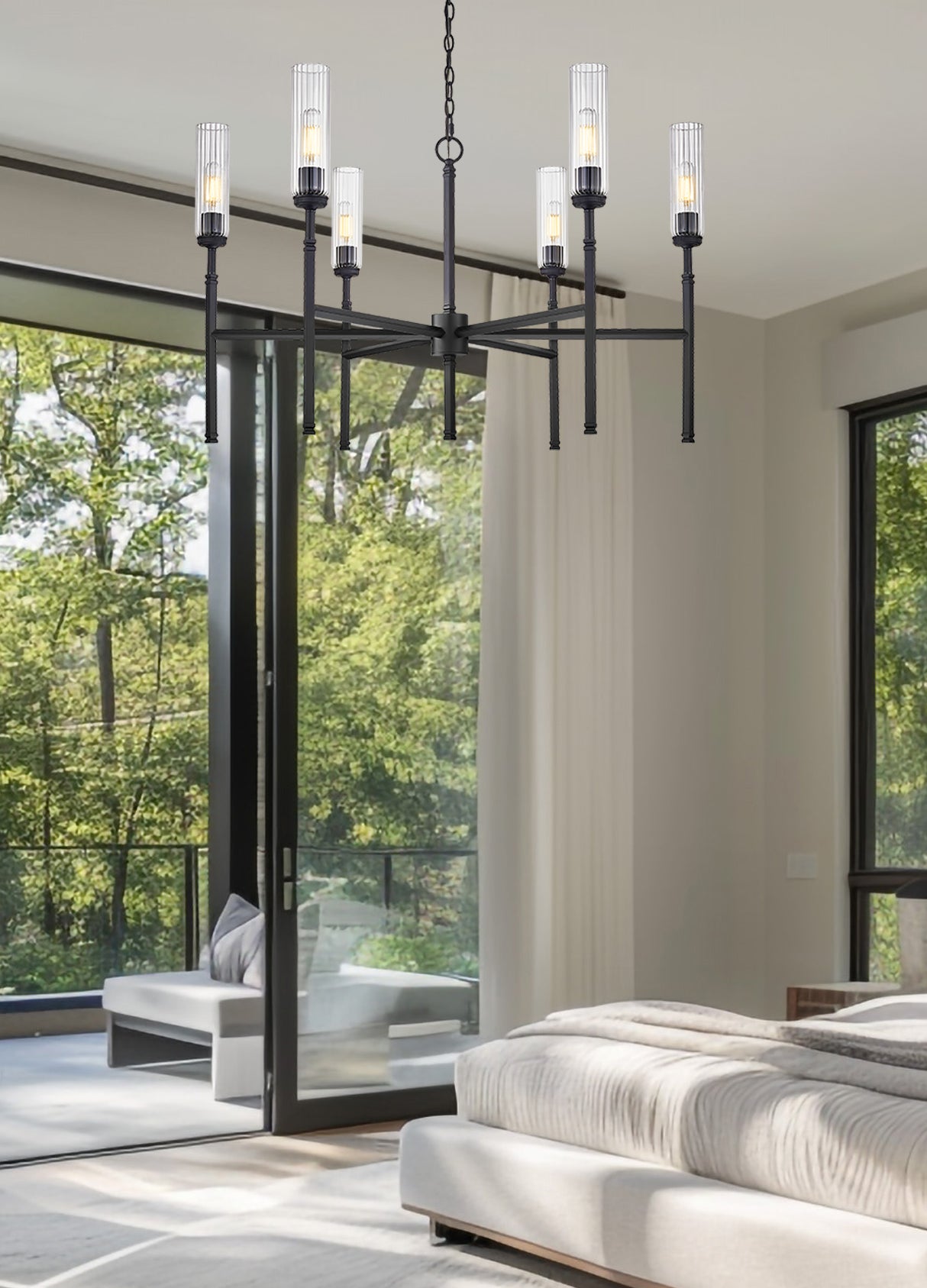 Esme 6 Light Chandelier Matte Black