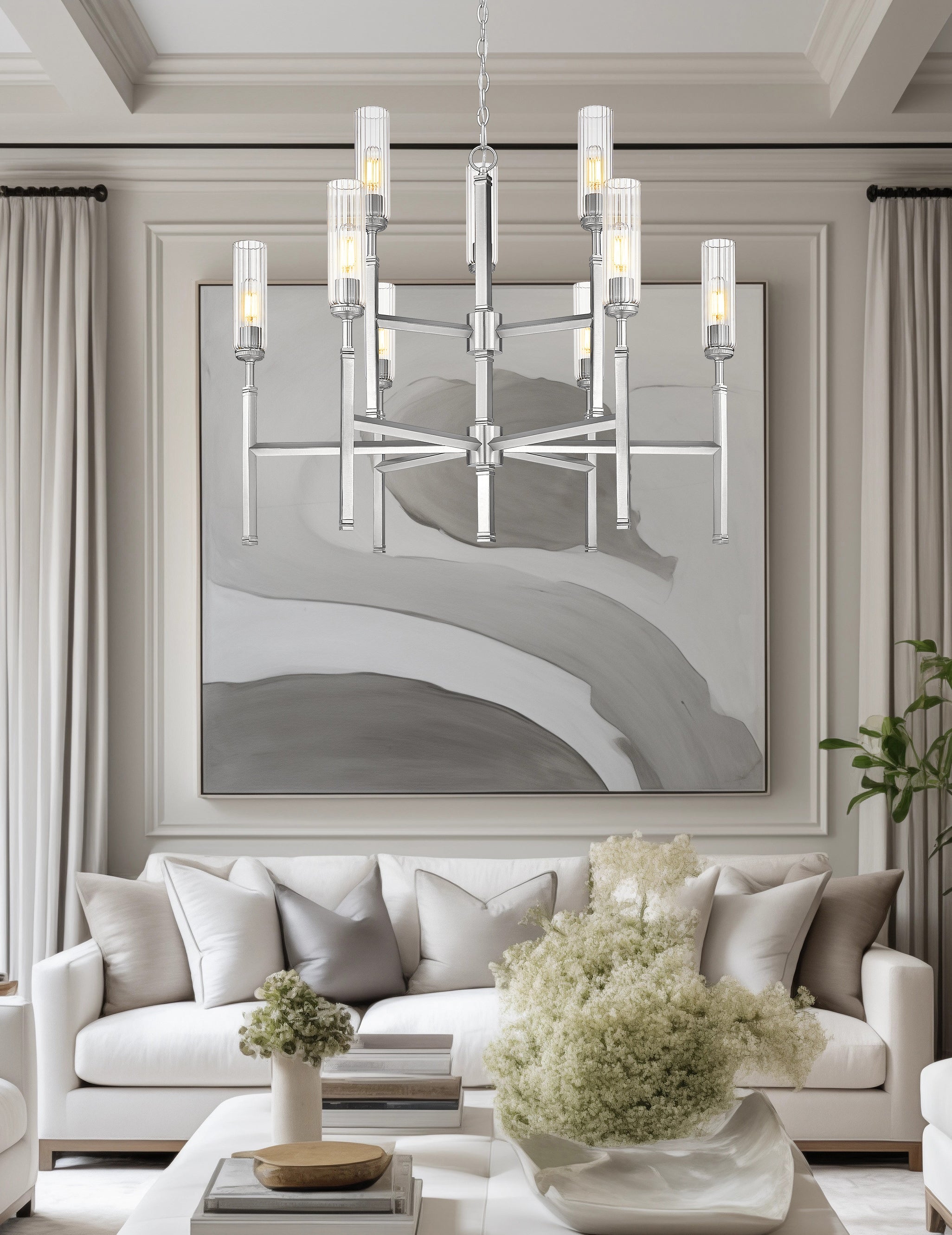 Esme 9 Light Chandelier Brushed Nickel