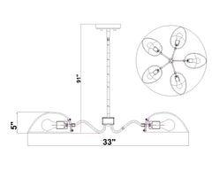 Breton 5 Light Chandelier Brushed Nickel