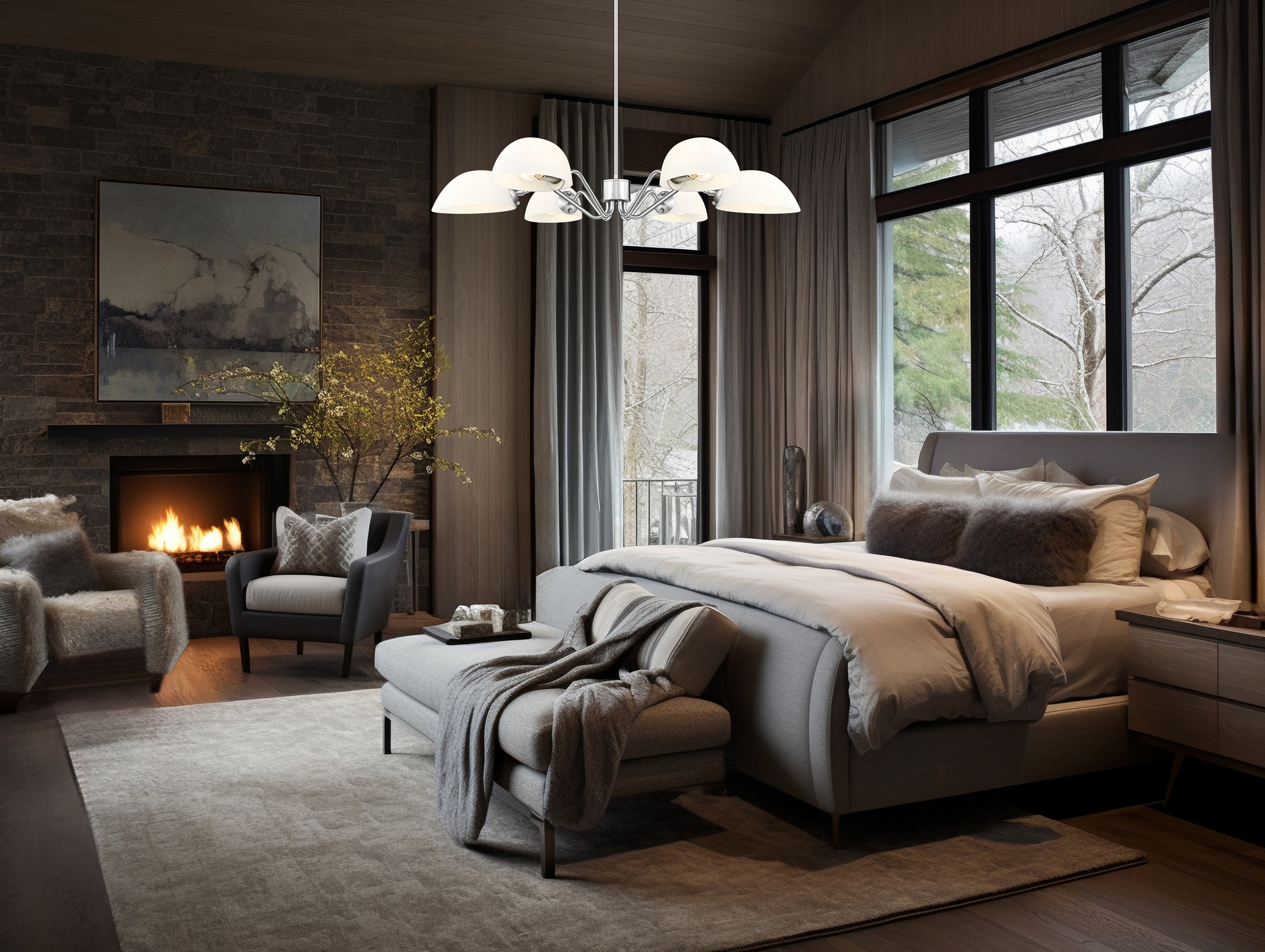 Breton 6 Light Chandelier Brushed Nickel