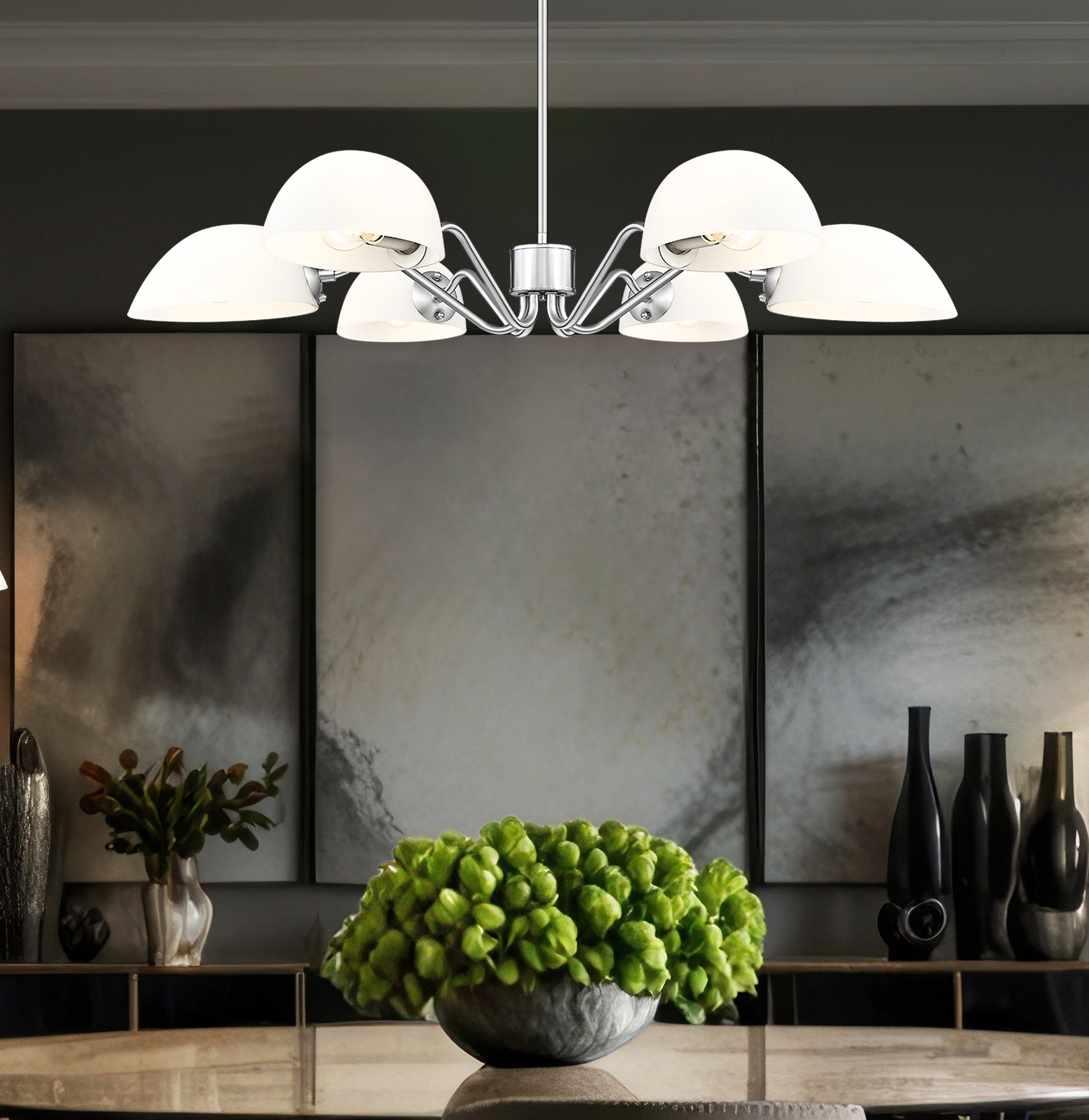 Breton 6 Light Chandelier Brushed Nickel
