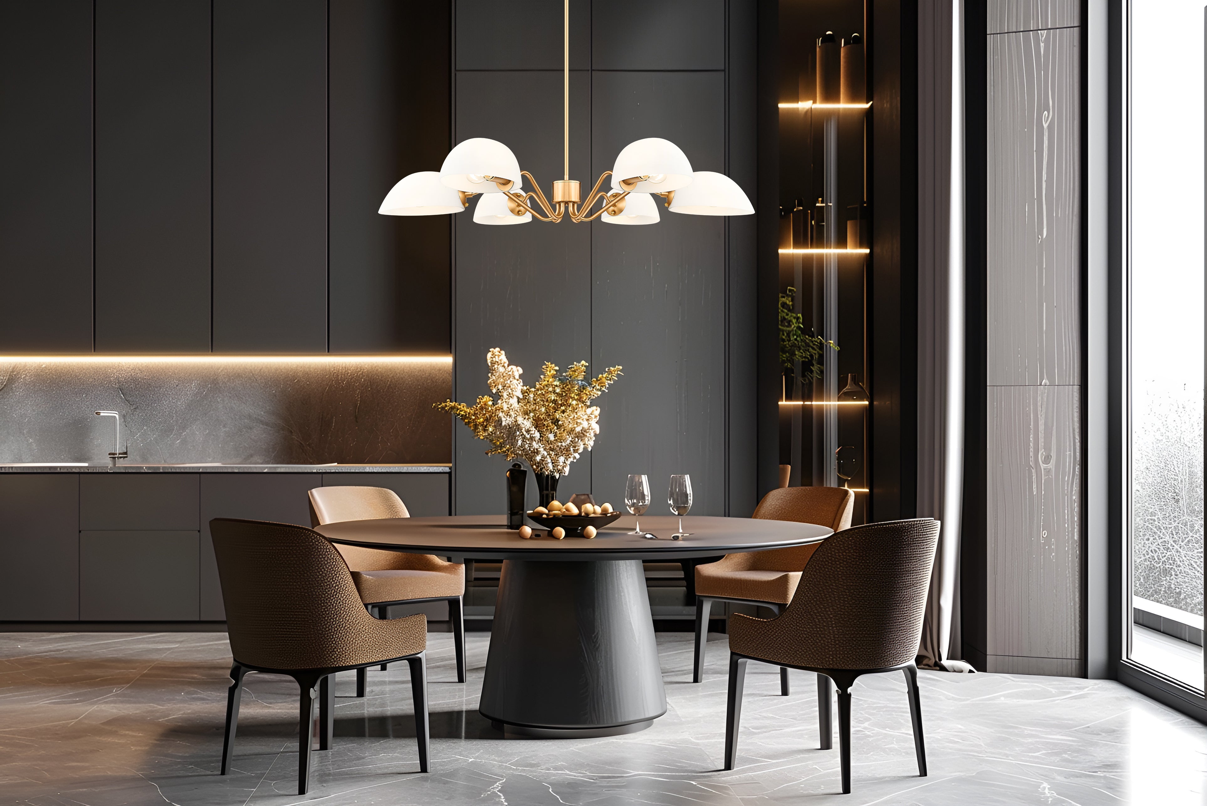 Breton 6 Light Chandelier Modern Gold