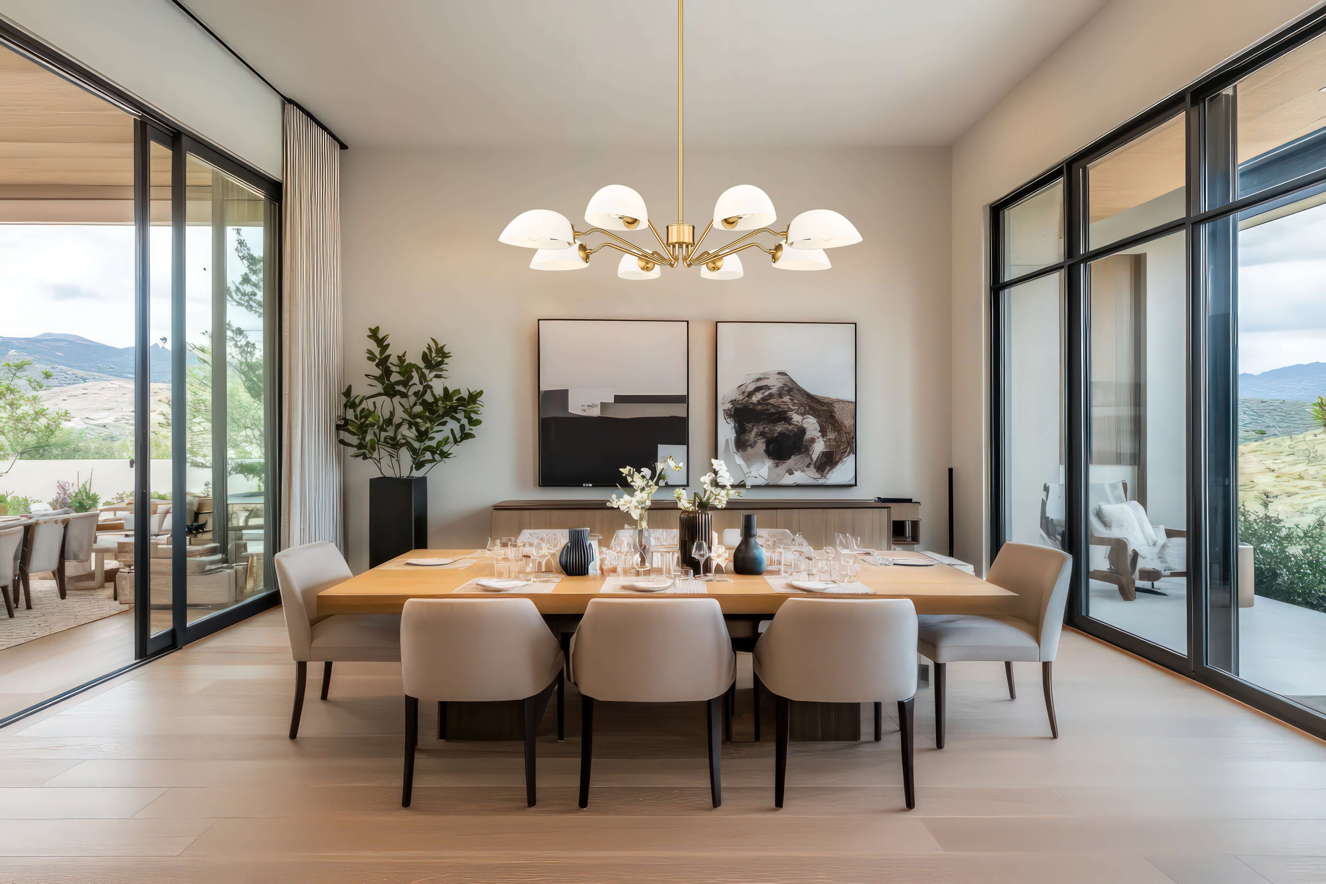 Breton 8 Light Chandelier Modern Gold