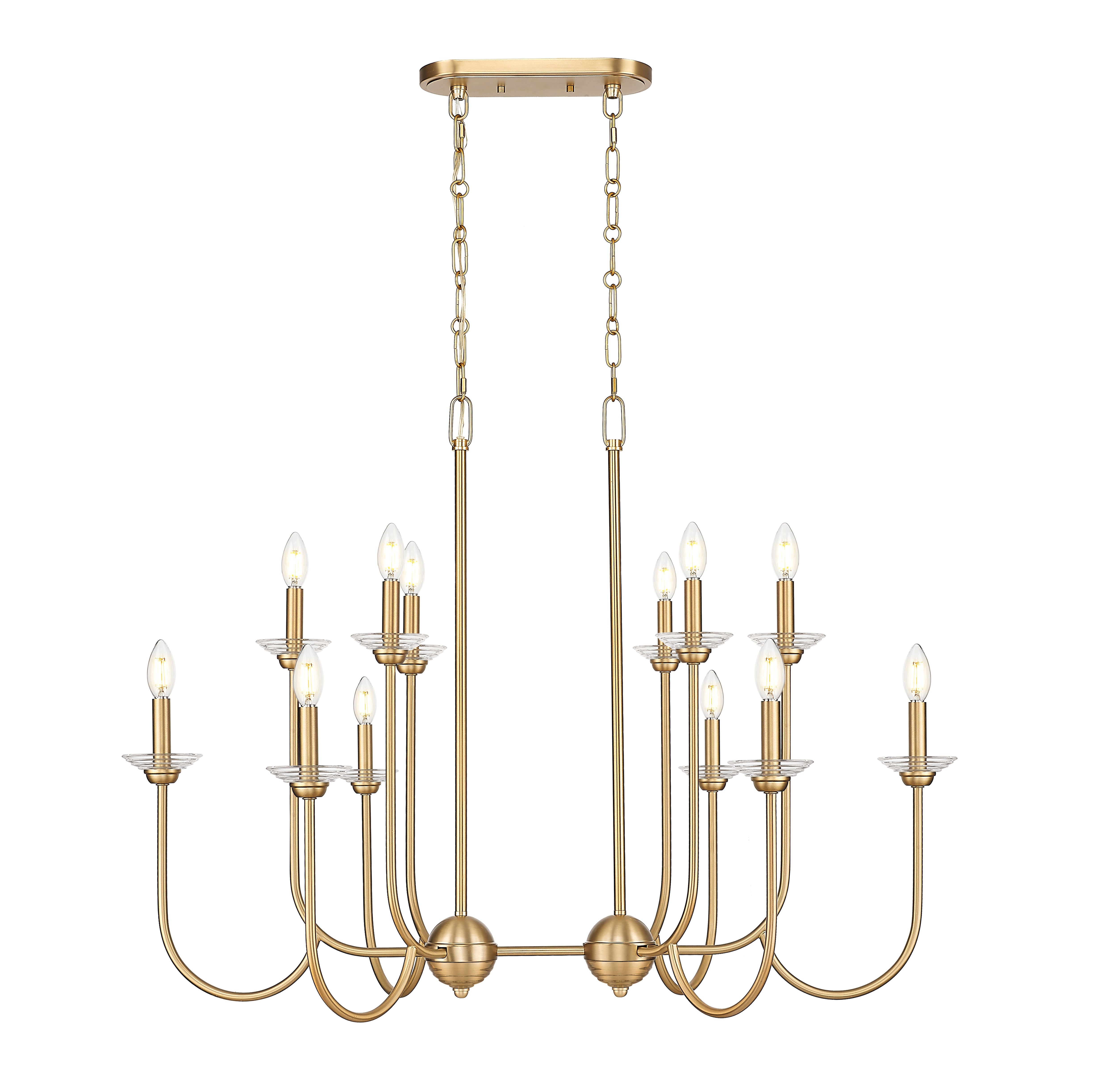 Allistair 12 Light Linear Chandelier Modern Gold