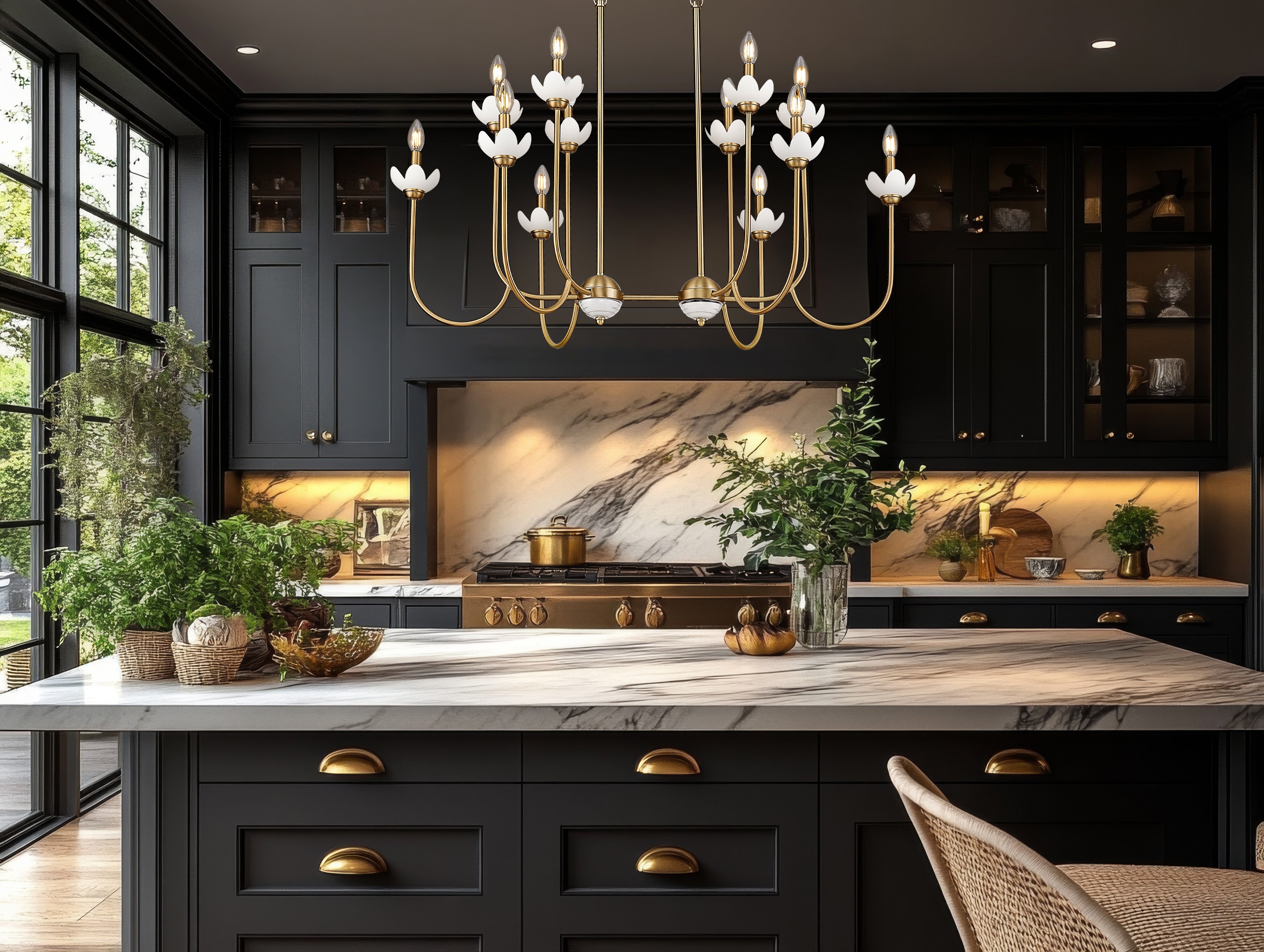 Allistair 12 Light Linear Chandelier Modern Gold