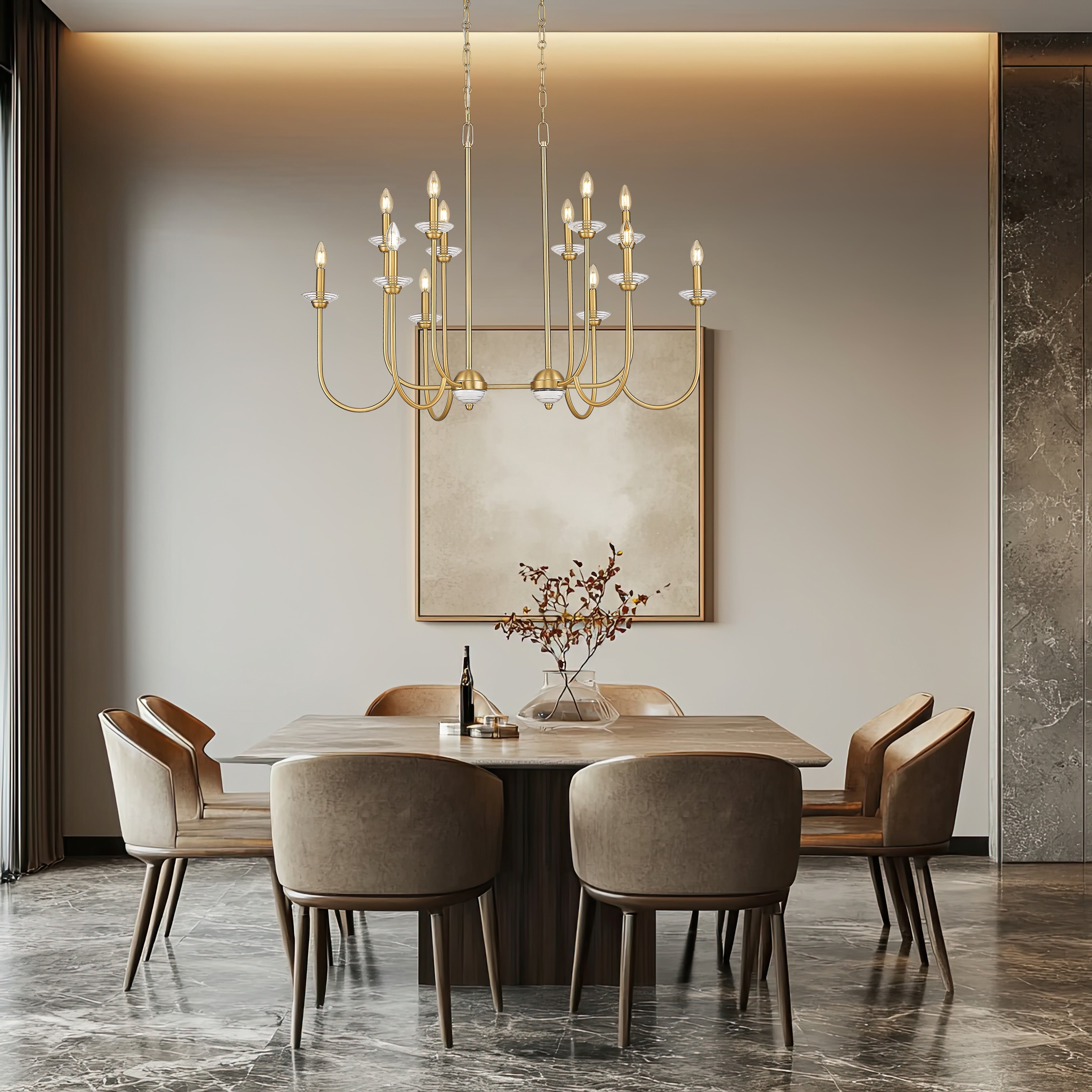 Allistair 12 Light Linear Chandelier Modern Gold