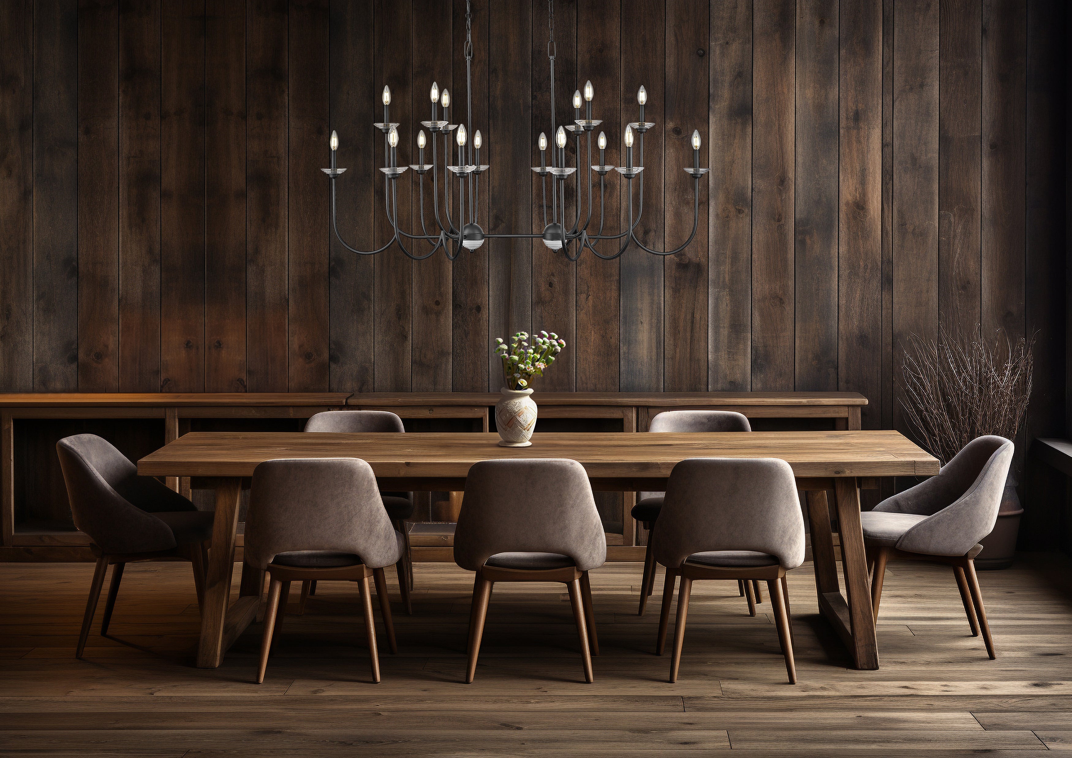 Allistair 16 Light Linear Chandelier Matte Black