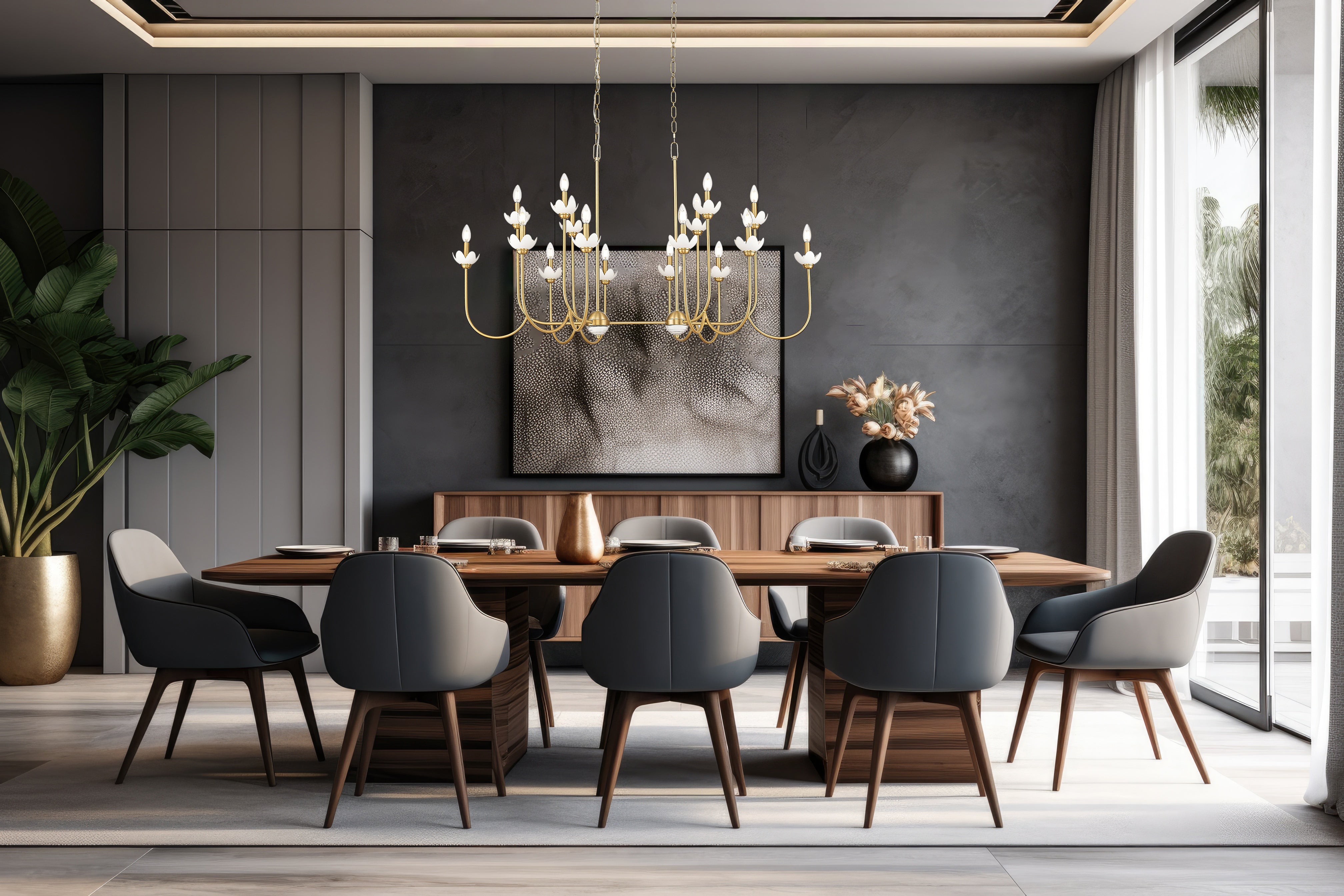 Allistair 16 Light Linear Chandelier Modern Gold