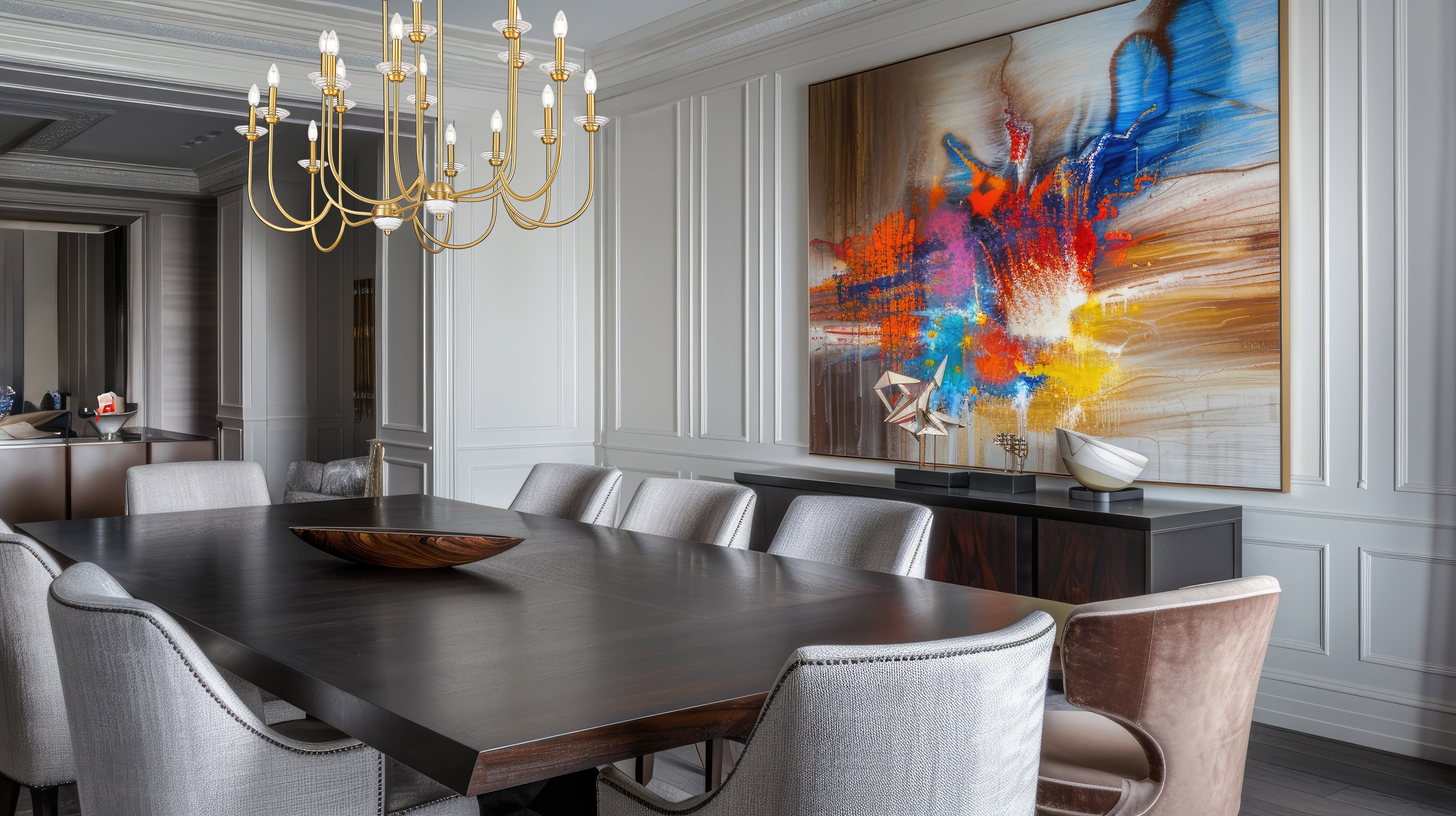 Allistair 16 Light Linear Chandelier Modern Gold