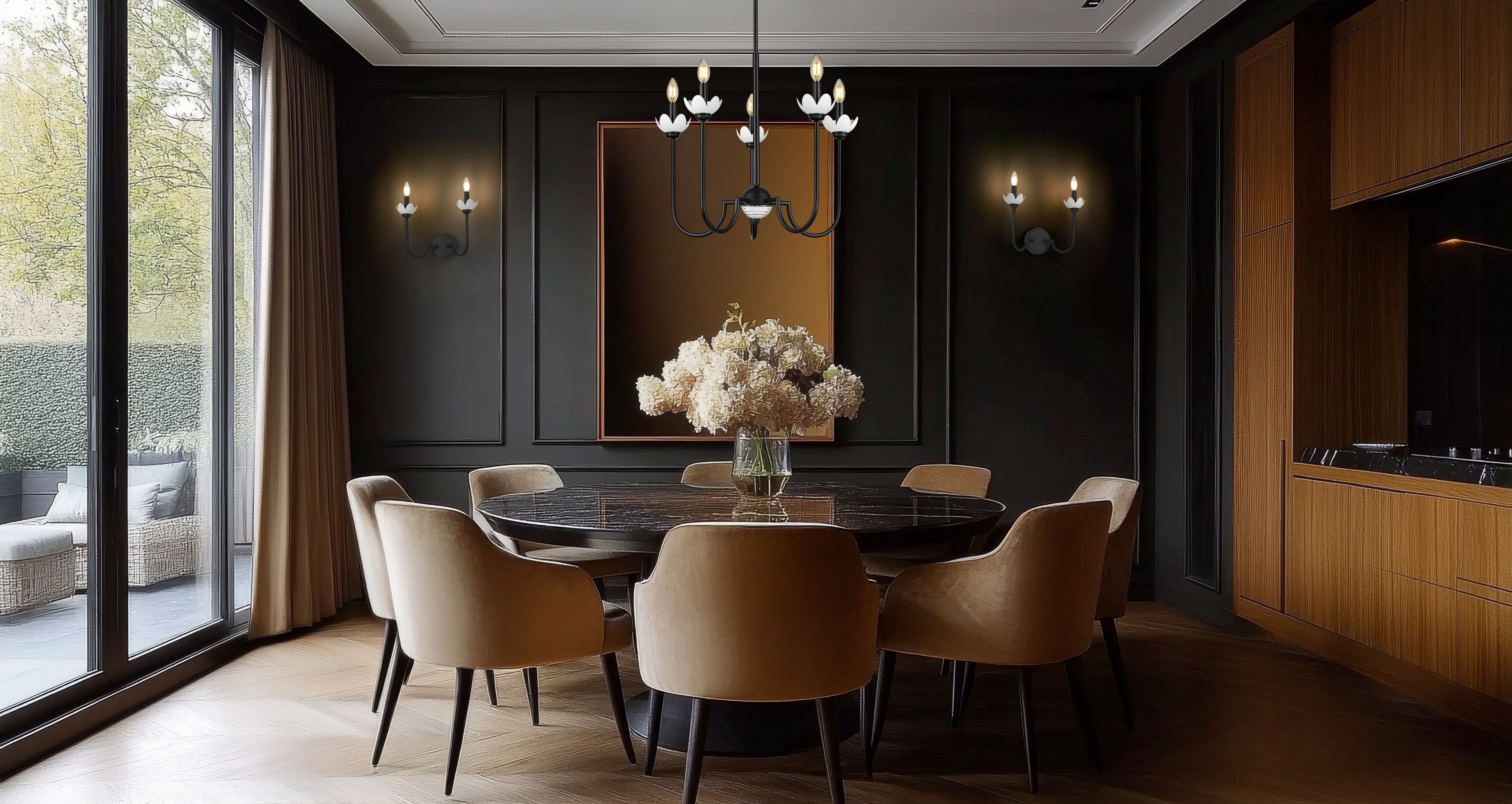 Allistair 5 Light Chandelier Matte Black