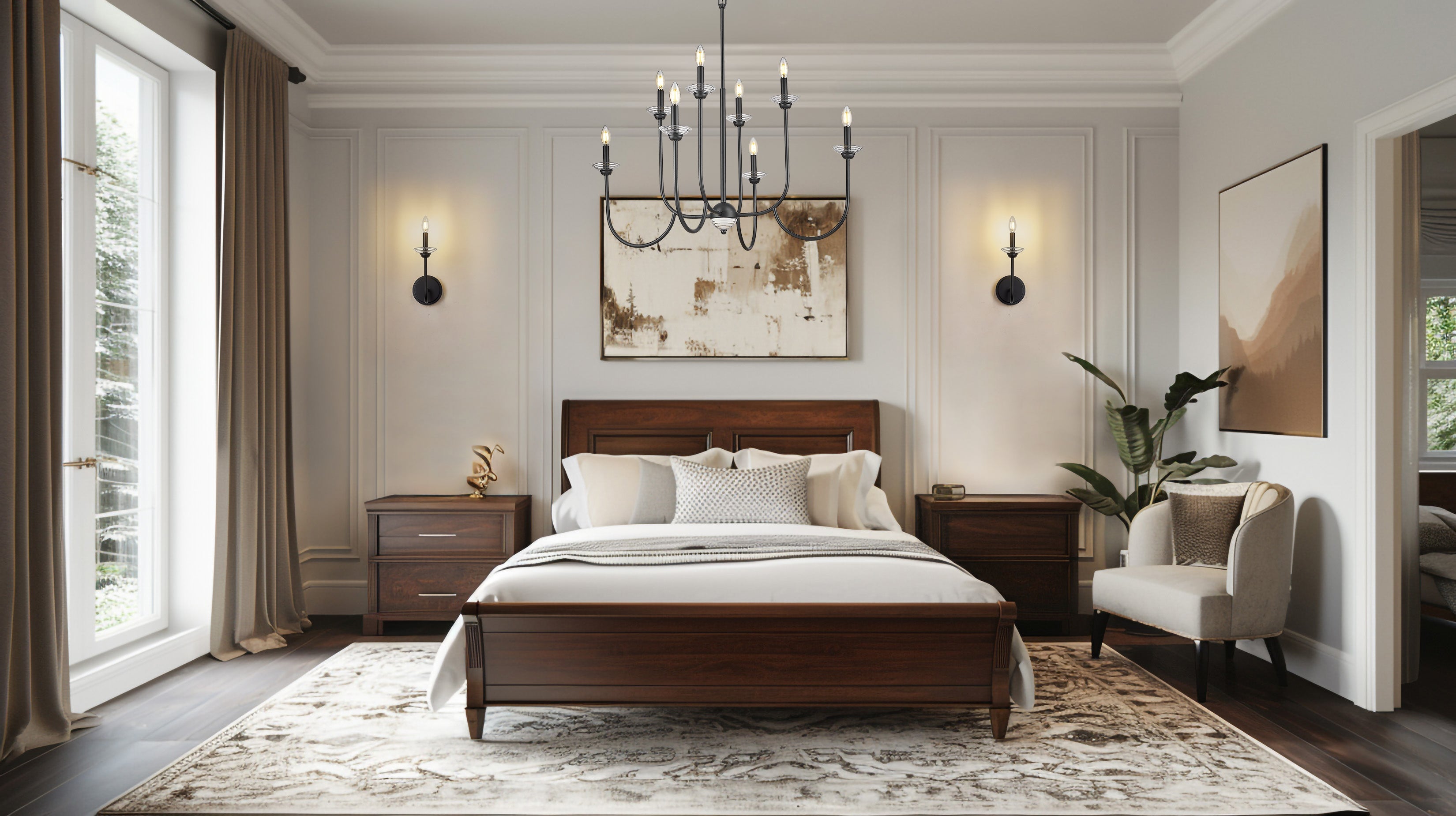 Allistair 8 Light Chandelier Matte Black