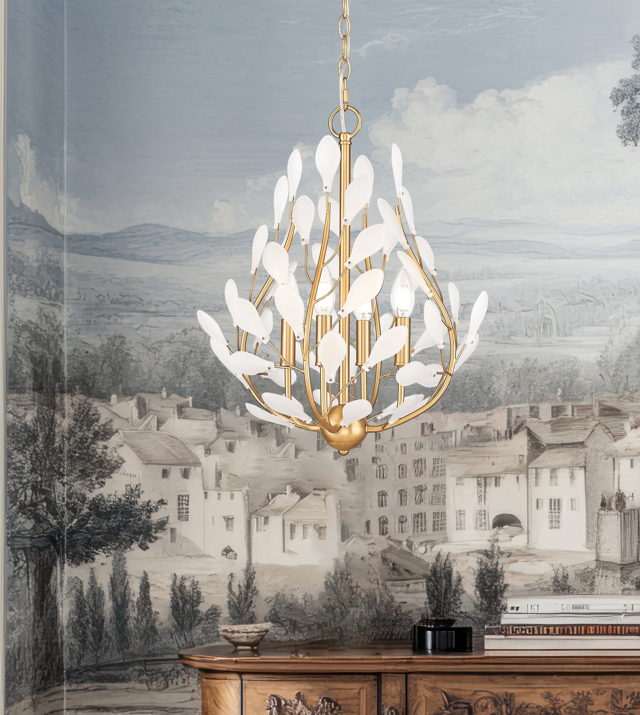Claudine 4 Light Chandelier Modern Gold