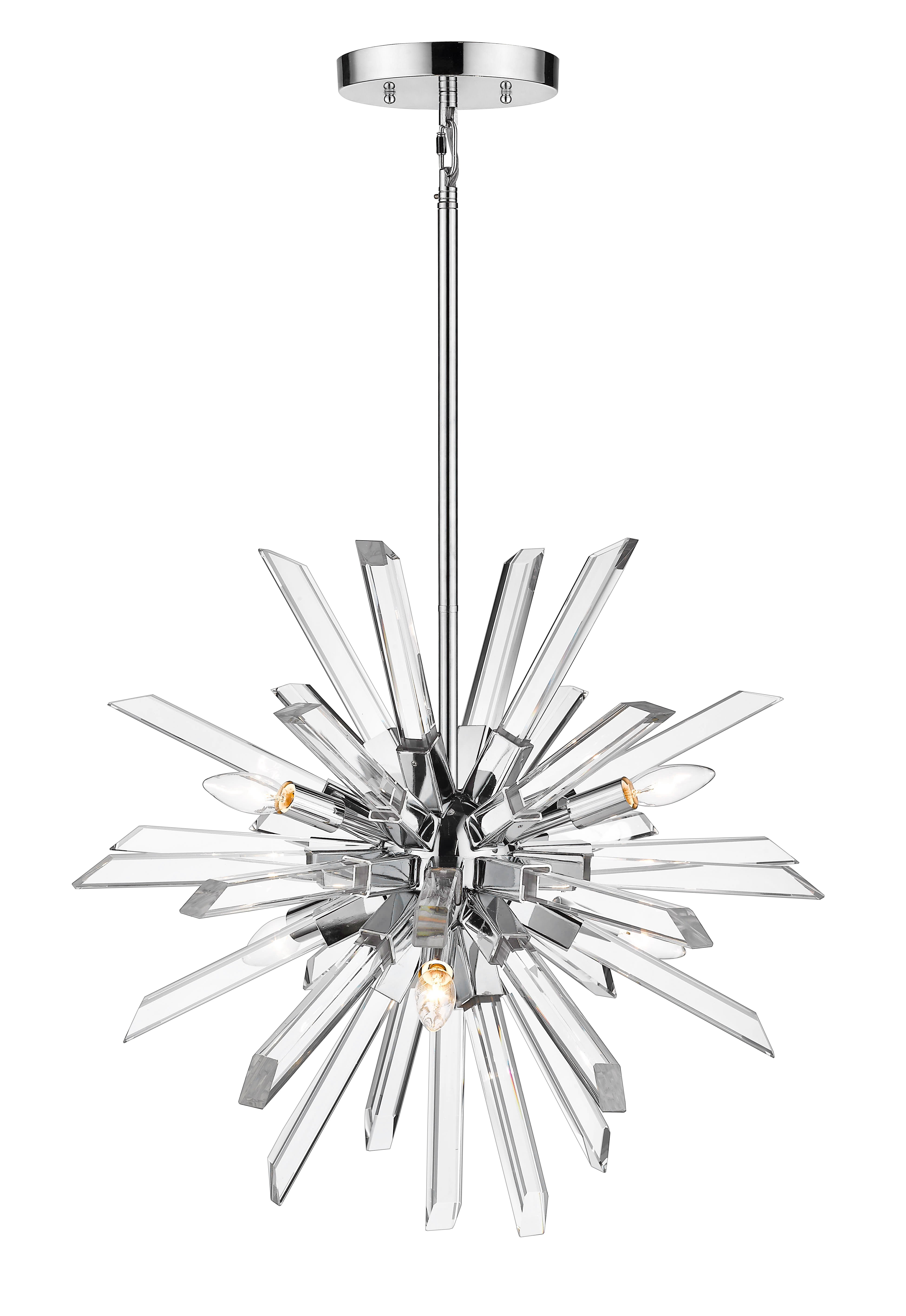 Burst 6 Light Chandelier Chrome