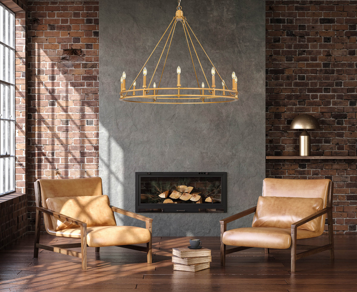Dennison 12 Light Chandelier Signature Brass