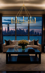 Dennison 12 Light Chandelier Signature Brass