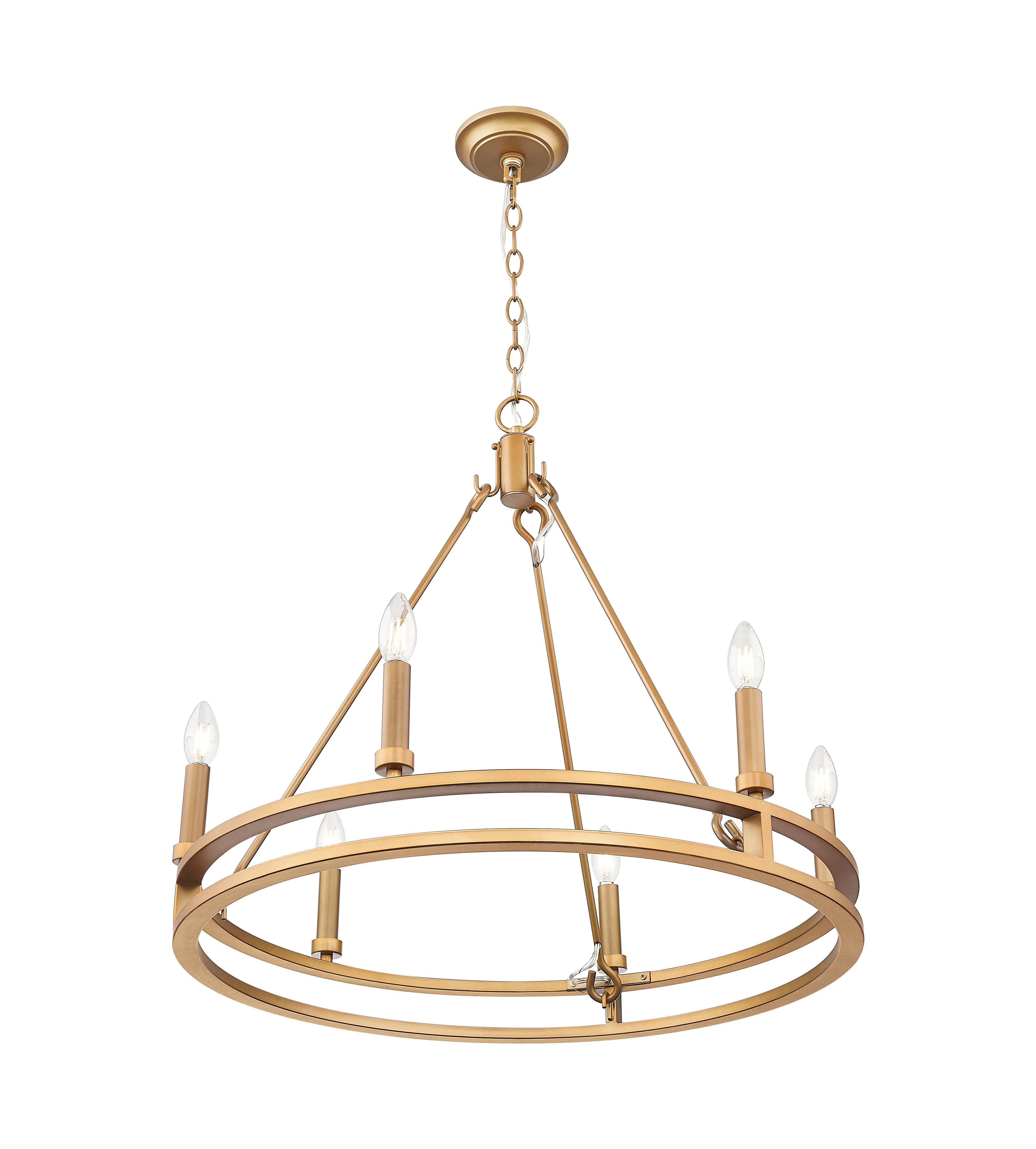 Dennison 6 Light Chandelier Signature Brass